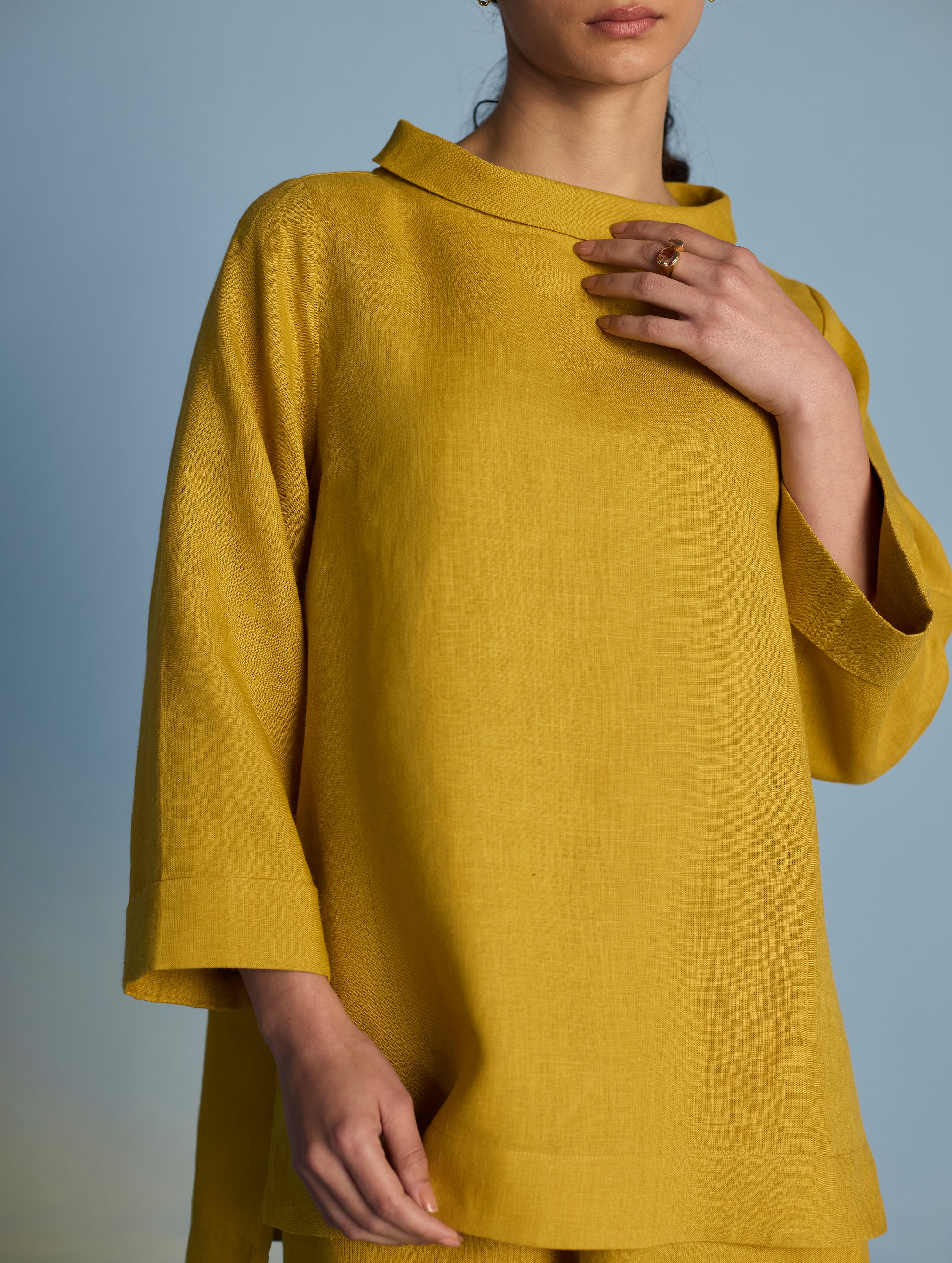 Ishi Boat-Neck Linen Top - Ochre - Image 5