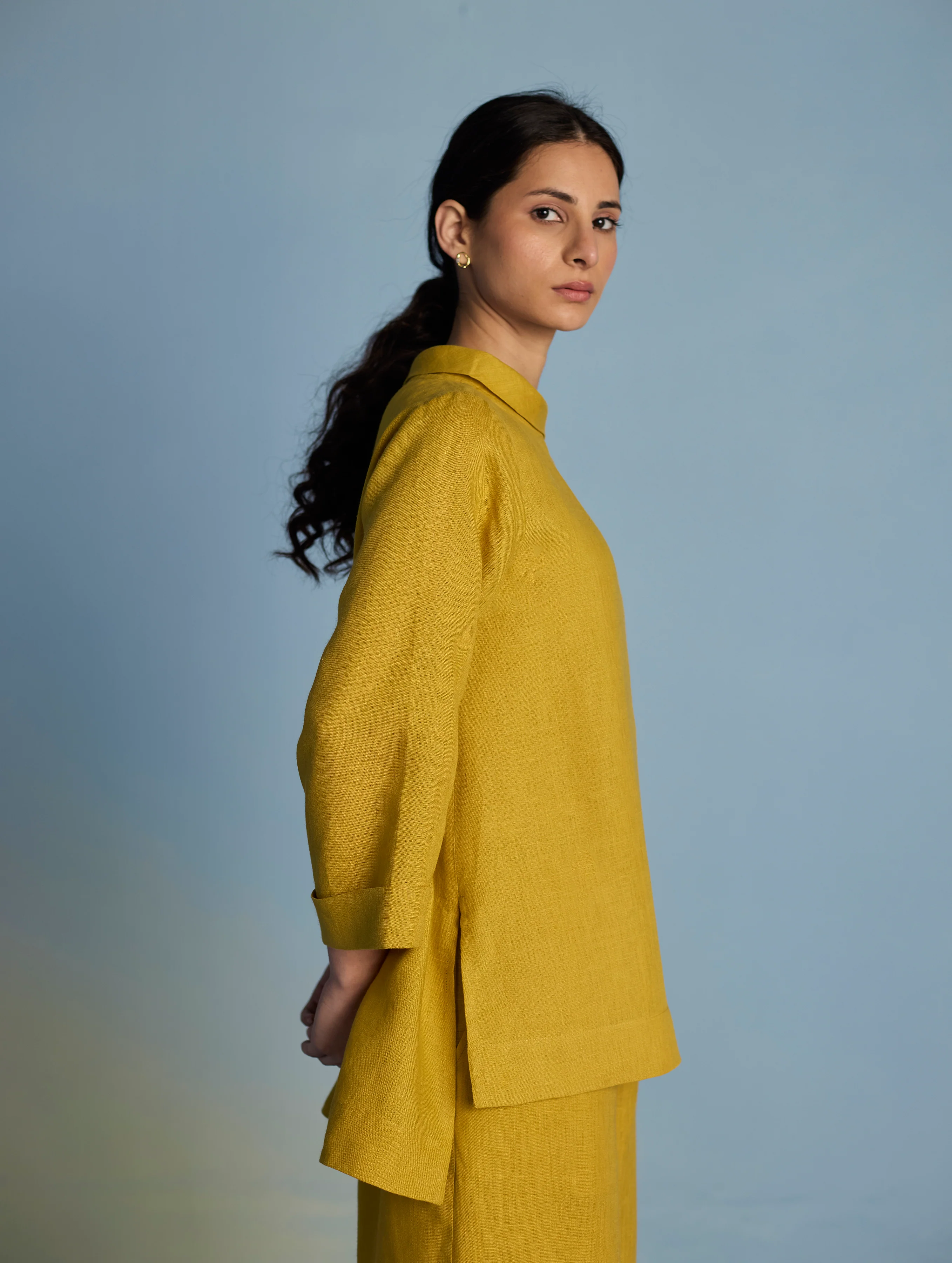 Ishi Boat-Neck Linen Top - Ochre - Image 7