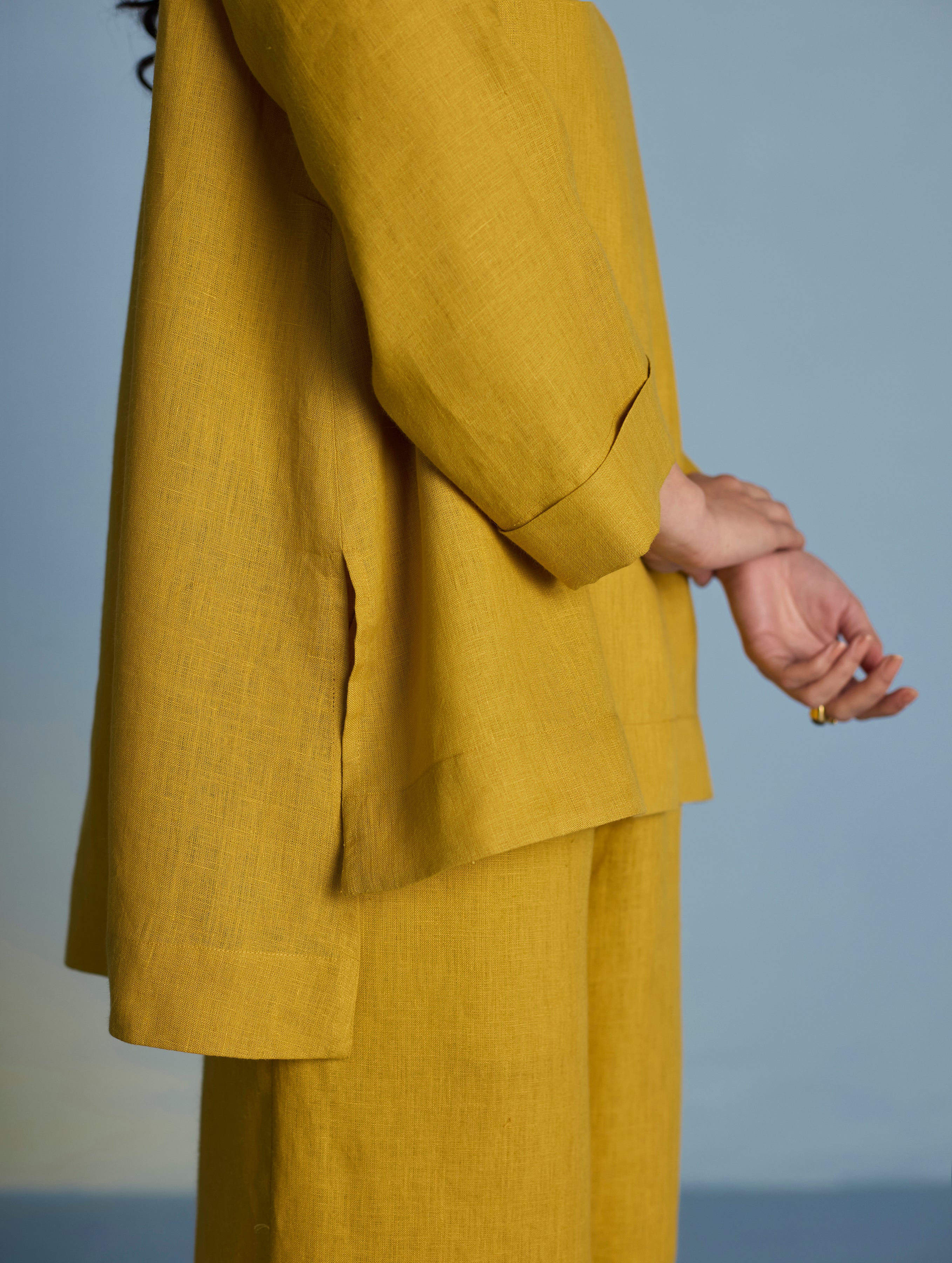 Ishi Boat-Neck Linen Top - Ochre - Image 9