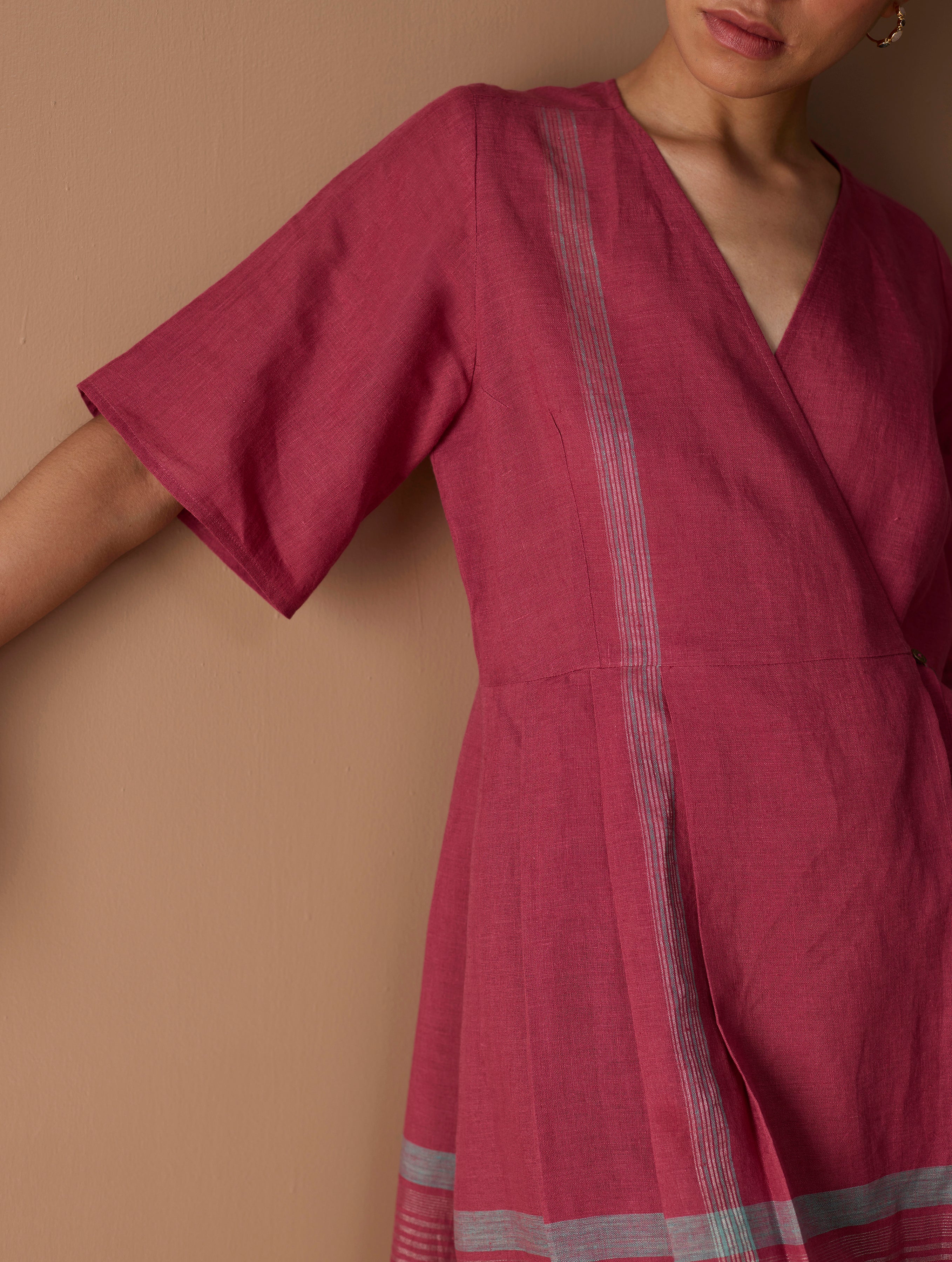Issa Metallic Wrap Dress - Metallic Crimson - Image 7