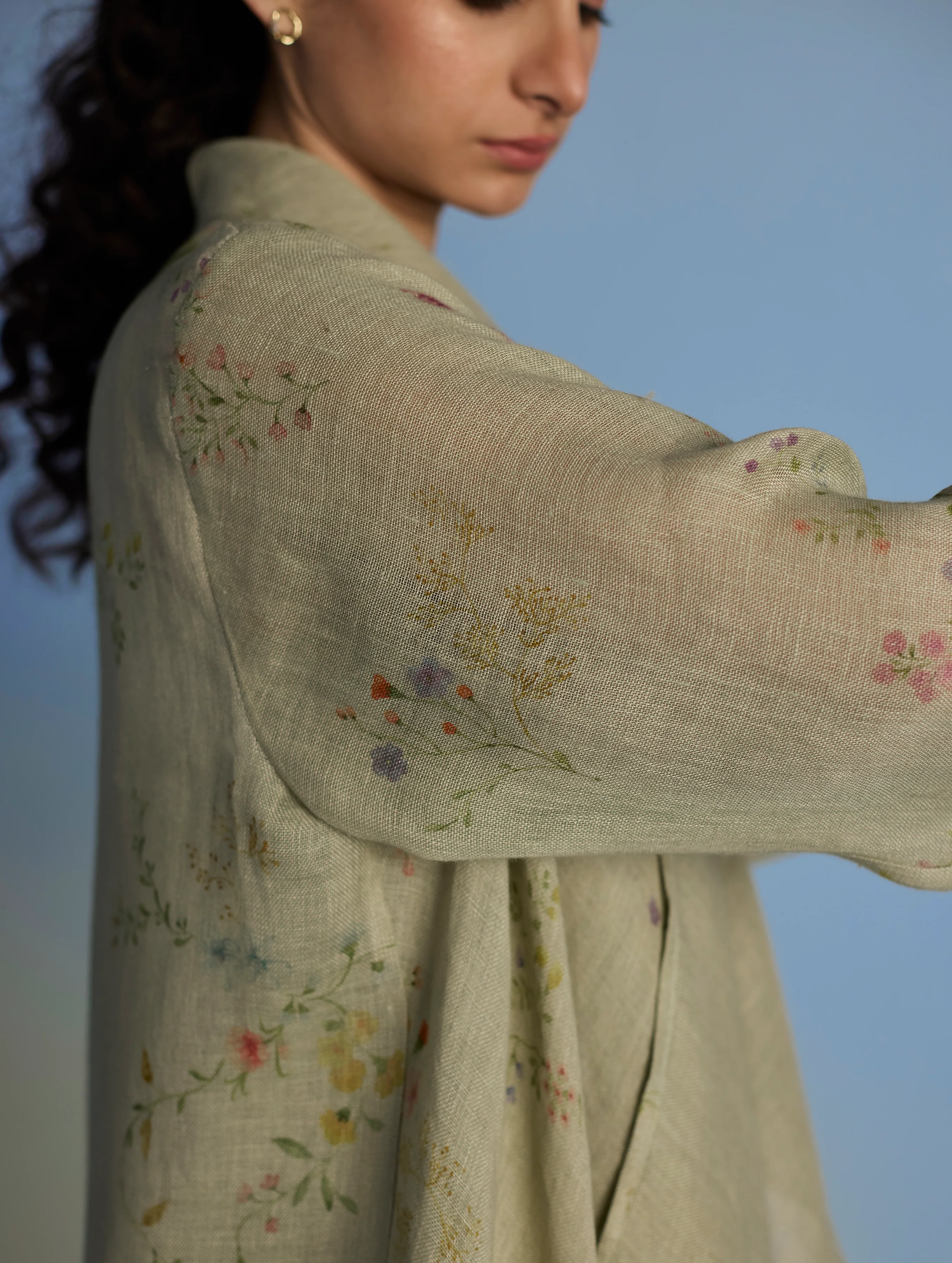 Ita Pleated Linen Dress and Overlay - Mint - Image 4