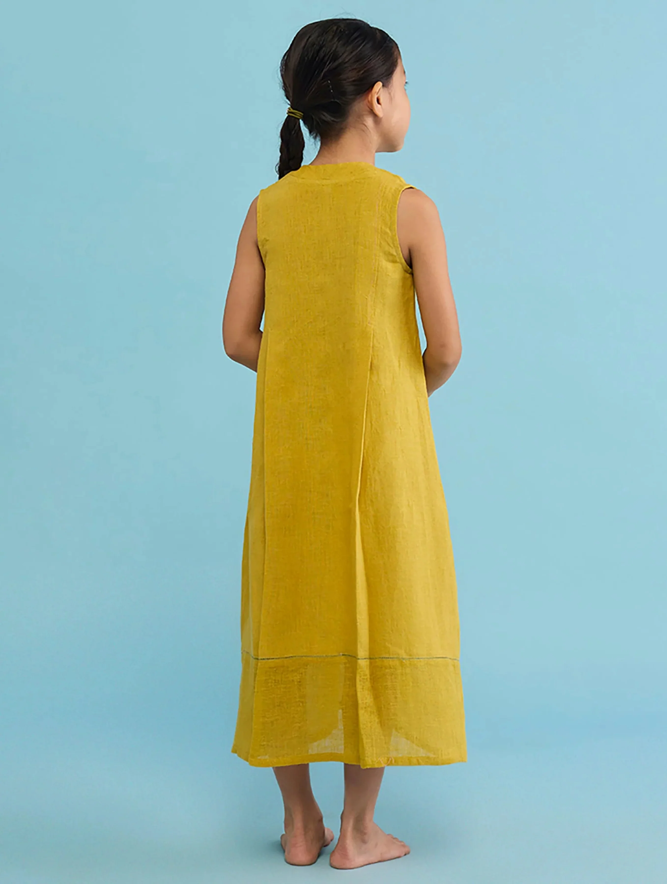 Ita Pleated Linen Dress - Ochre - Image 3