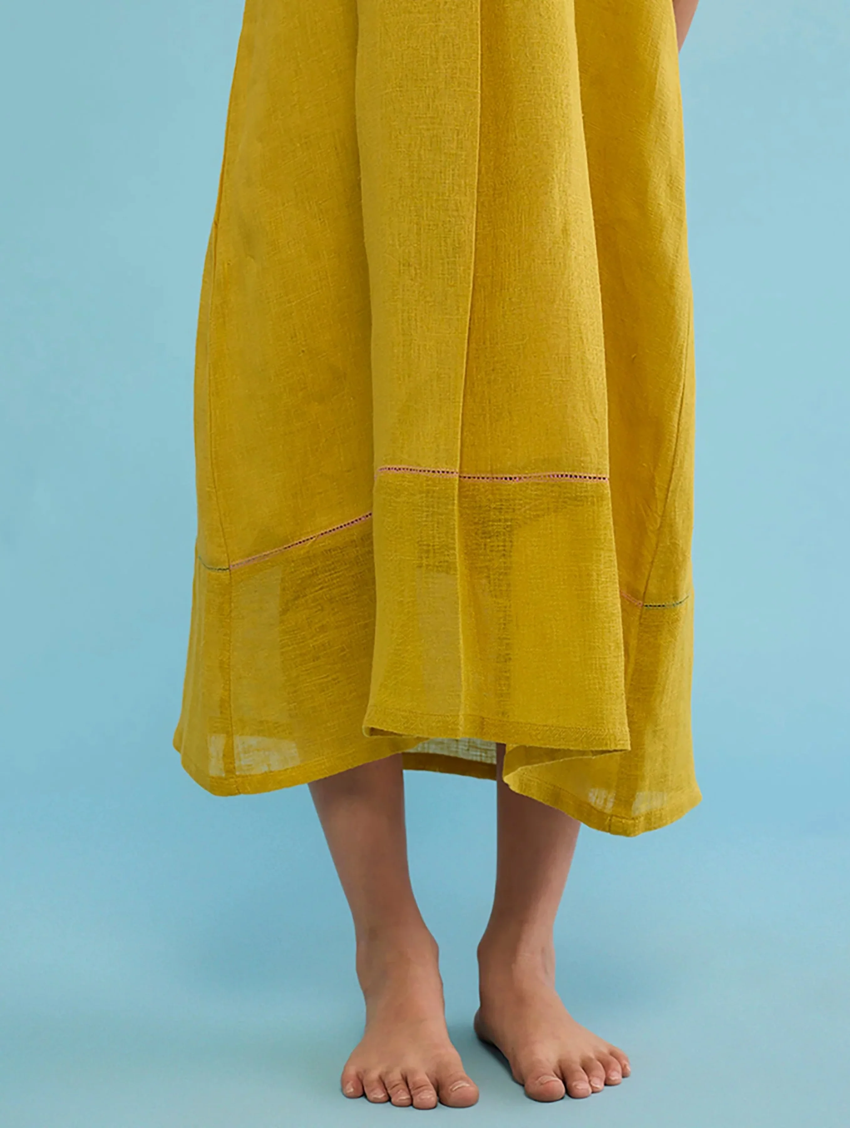 Ita Pleated Linen Dress - Ochre - Image 4