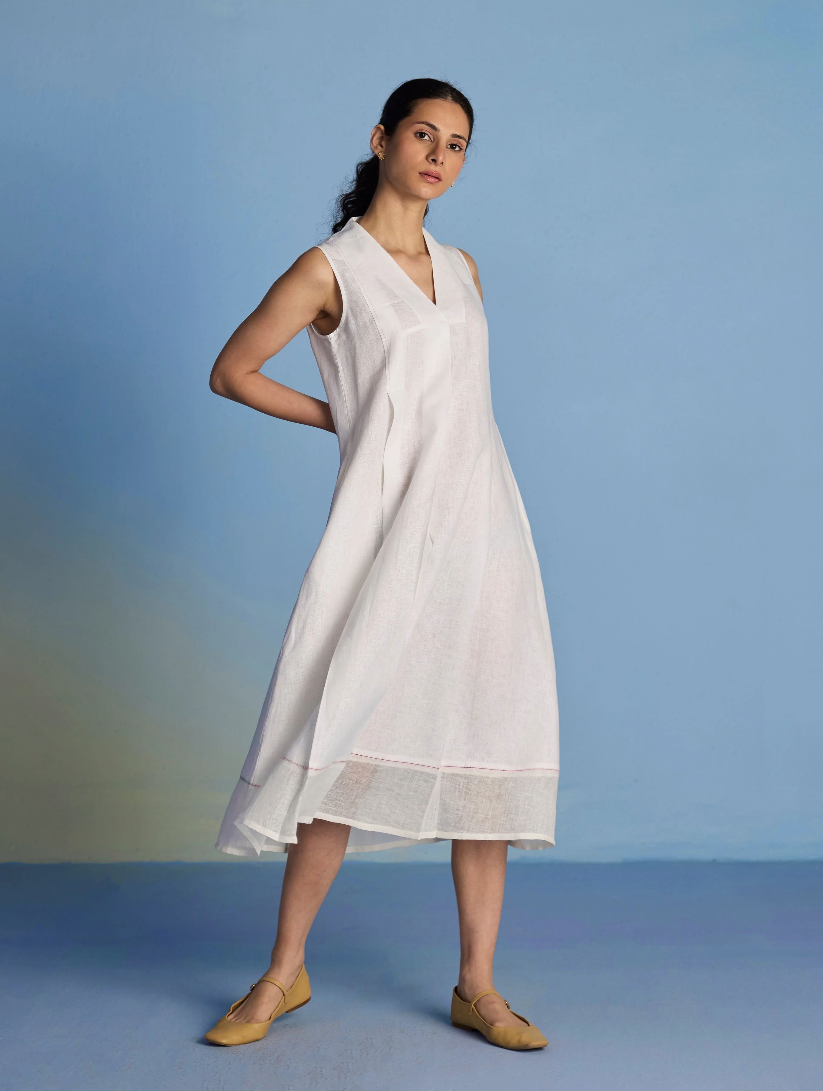 Ita Pleated Linen Dress - White - Image 6
