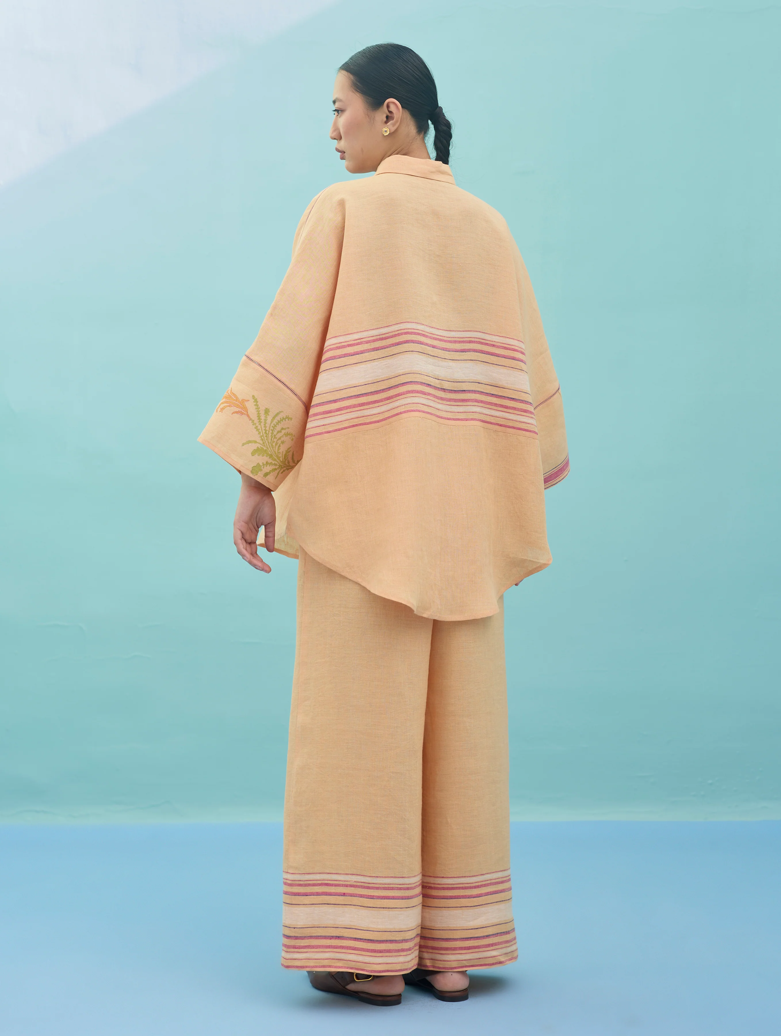 Iva Block Printed Embroidered Co-ord Set - Apricot - Image 12