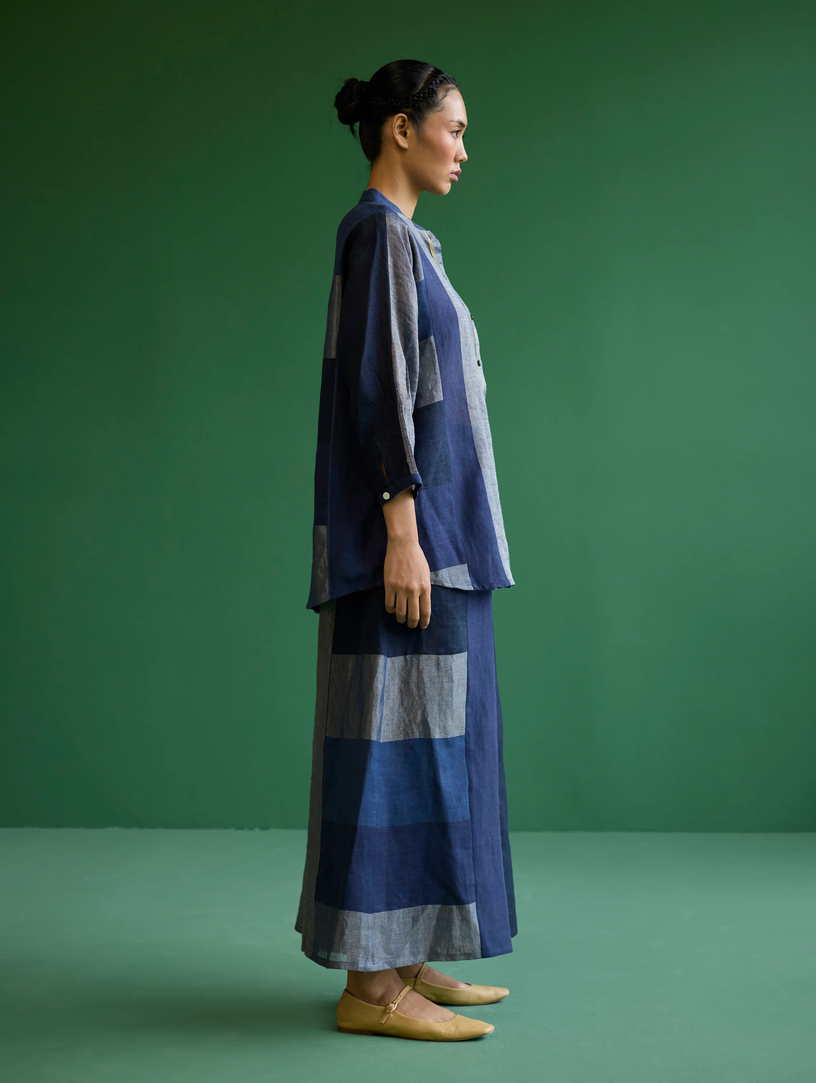 Izara Metallic Linen Co-ord Set - Navy - Image 5