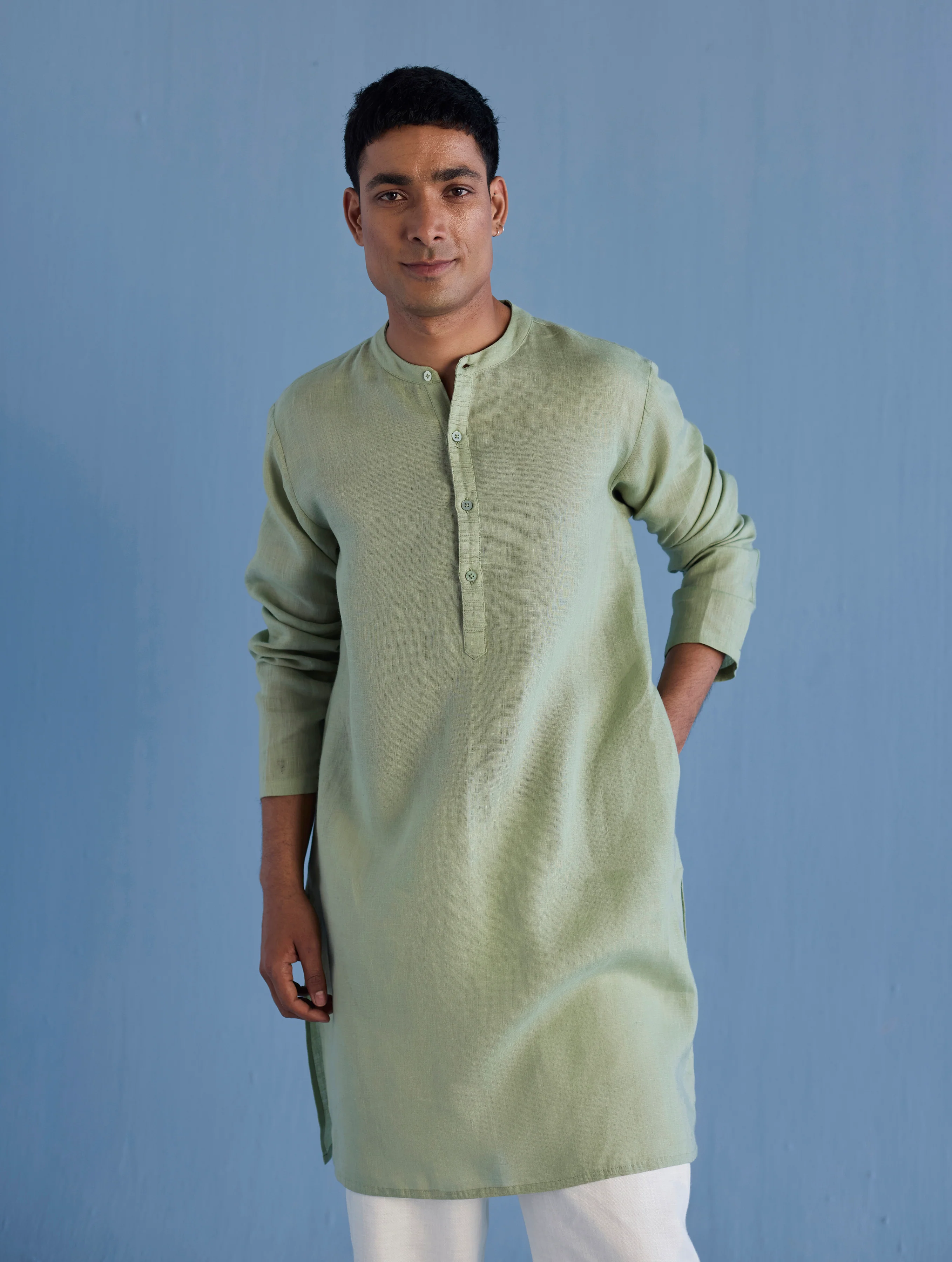 Jay Forever Linen Kurta - Mint