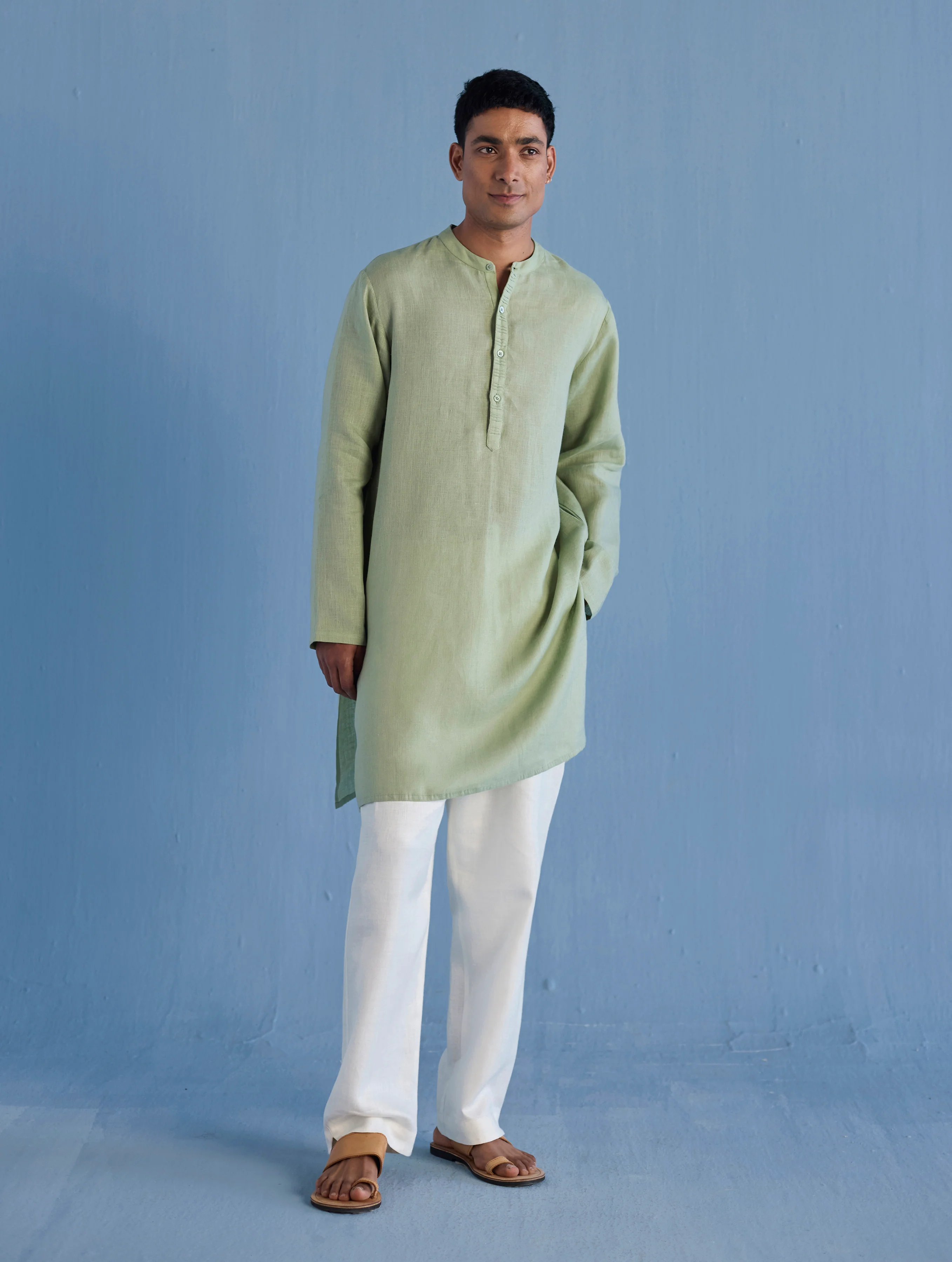 Jay Forever Linen Kurta - Mint - Image 2