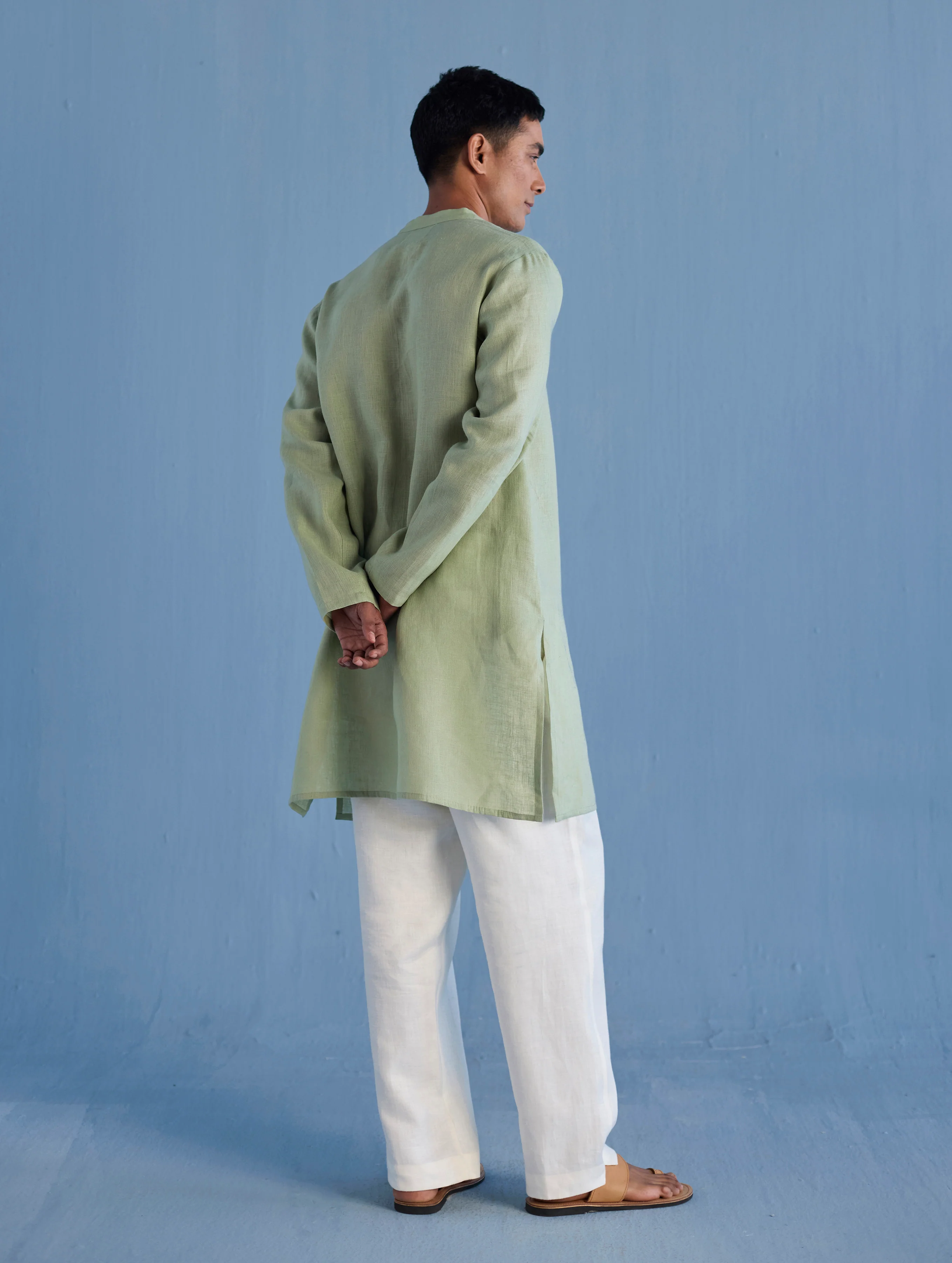 Jay Forever Linen Kurta - Mint - Image 4