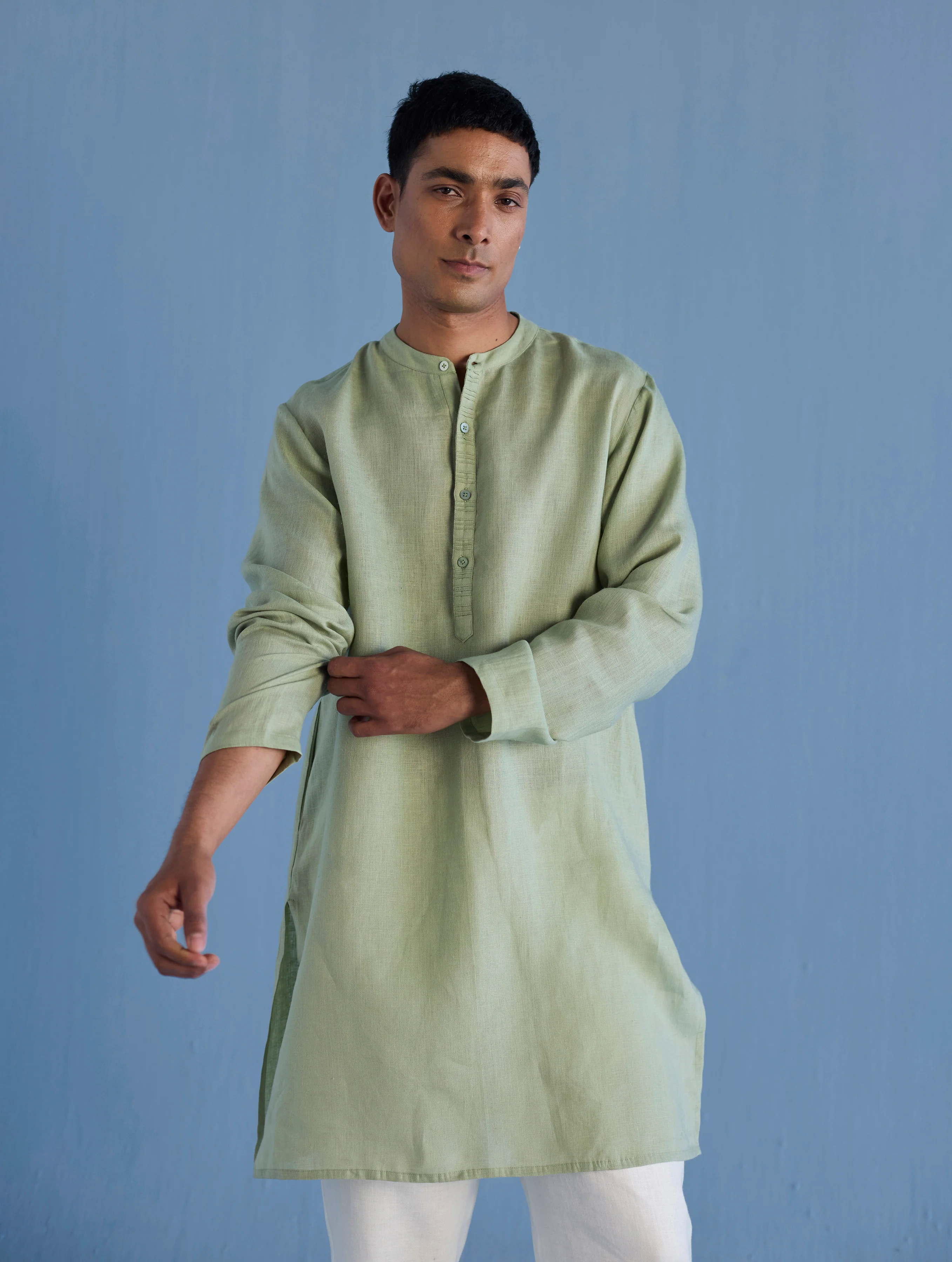 Jay Forever Linen Kurta - Mint - Image 7