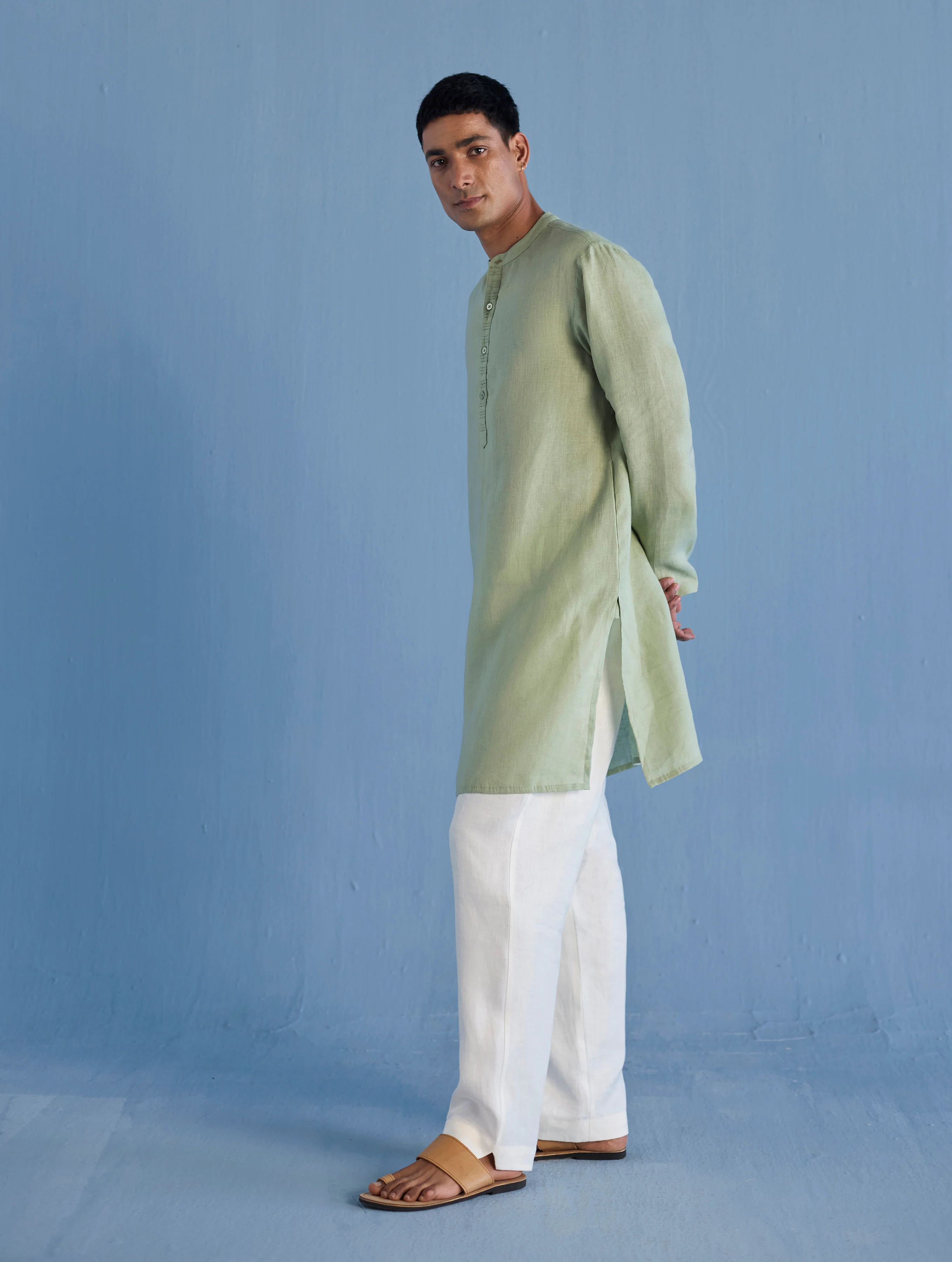 Jay Forever Linen Kurta - Mint - Image 9