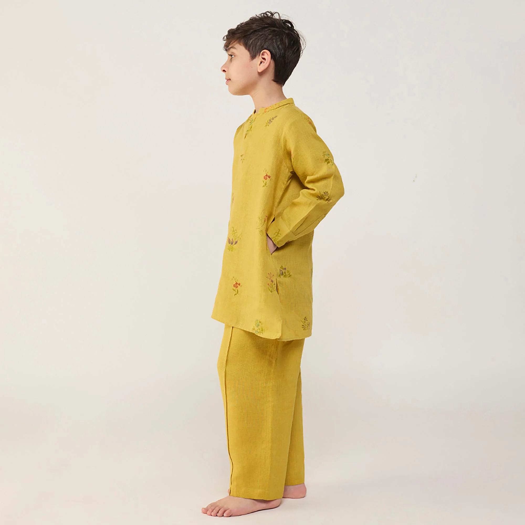 Jay Forever Linen Kurta - Ochre - Image 3