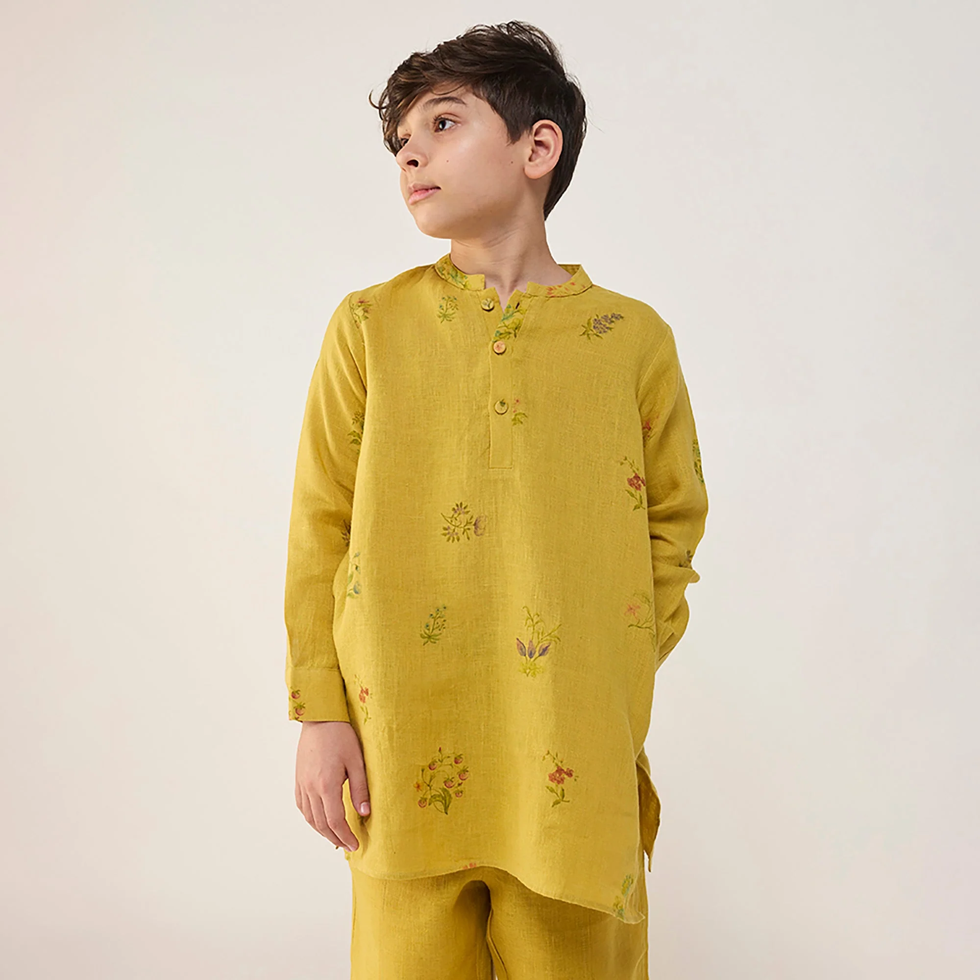 Jay Forever Linen Kurta Set - Ochre - Image 7