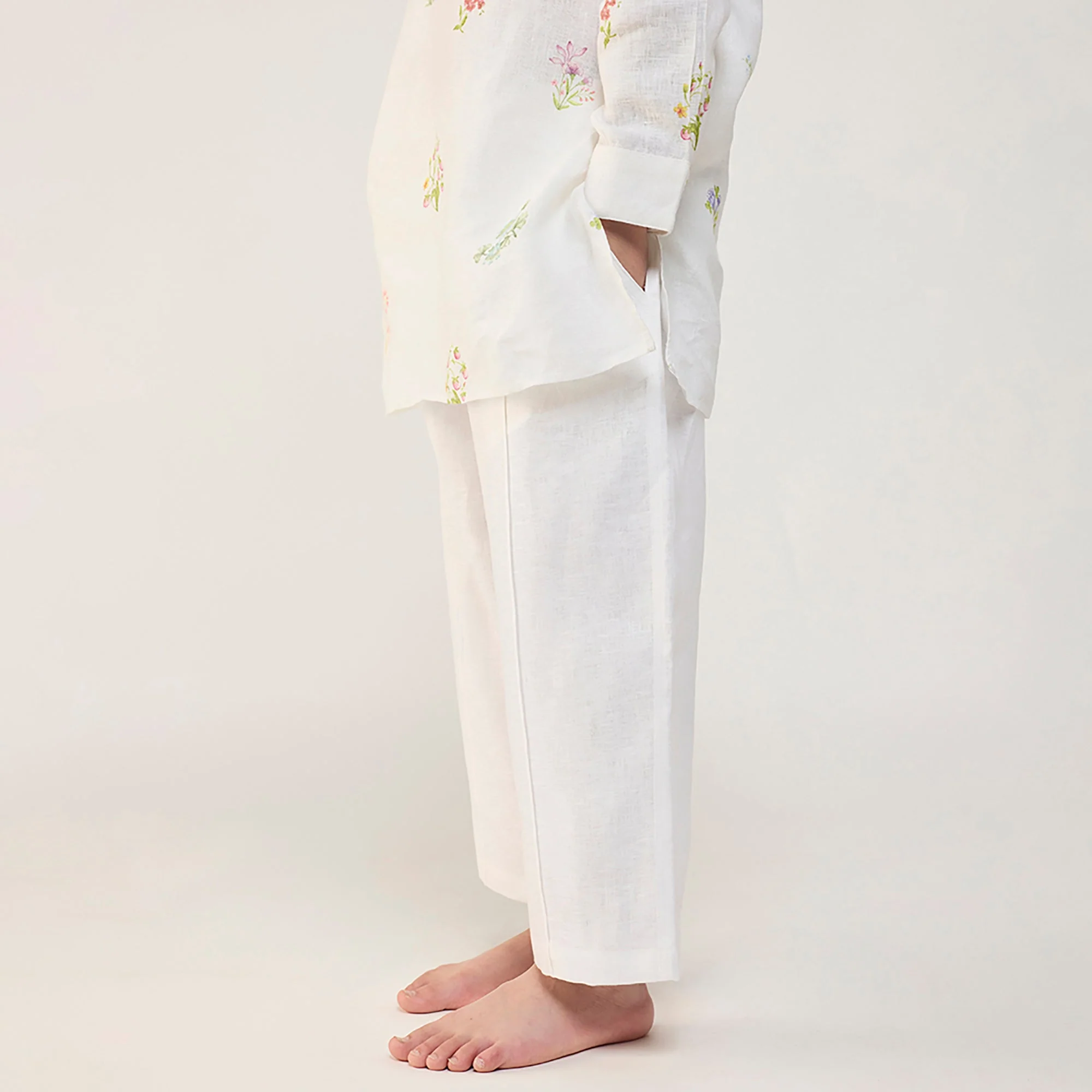 Jay Forever Linen Kurta Set - White - Image 3