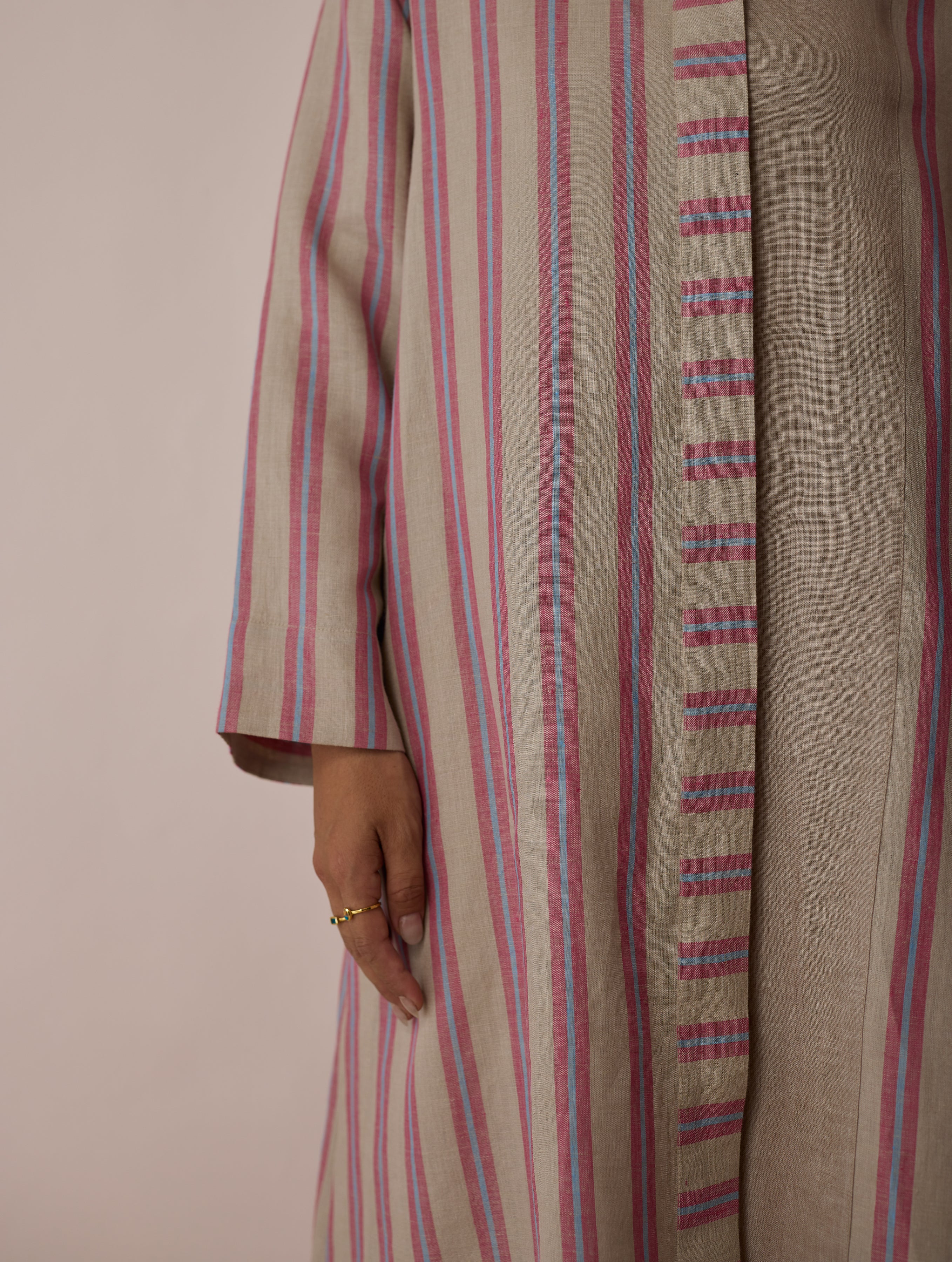 Joana Patchwork Stripe Linen Kurta Set - Natural - Image 10