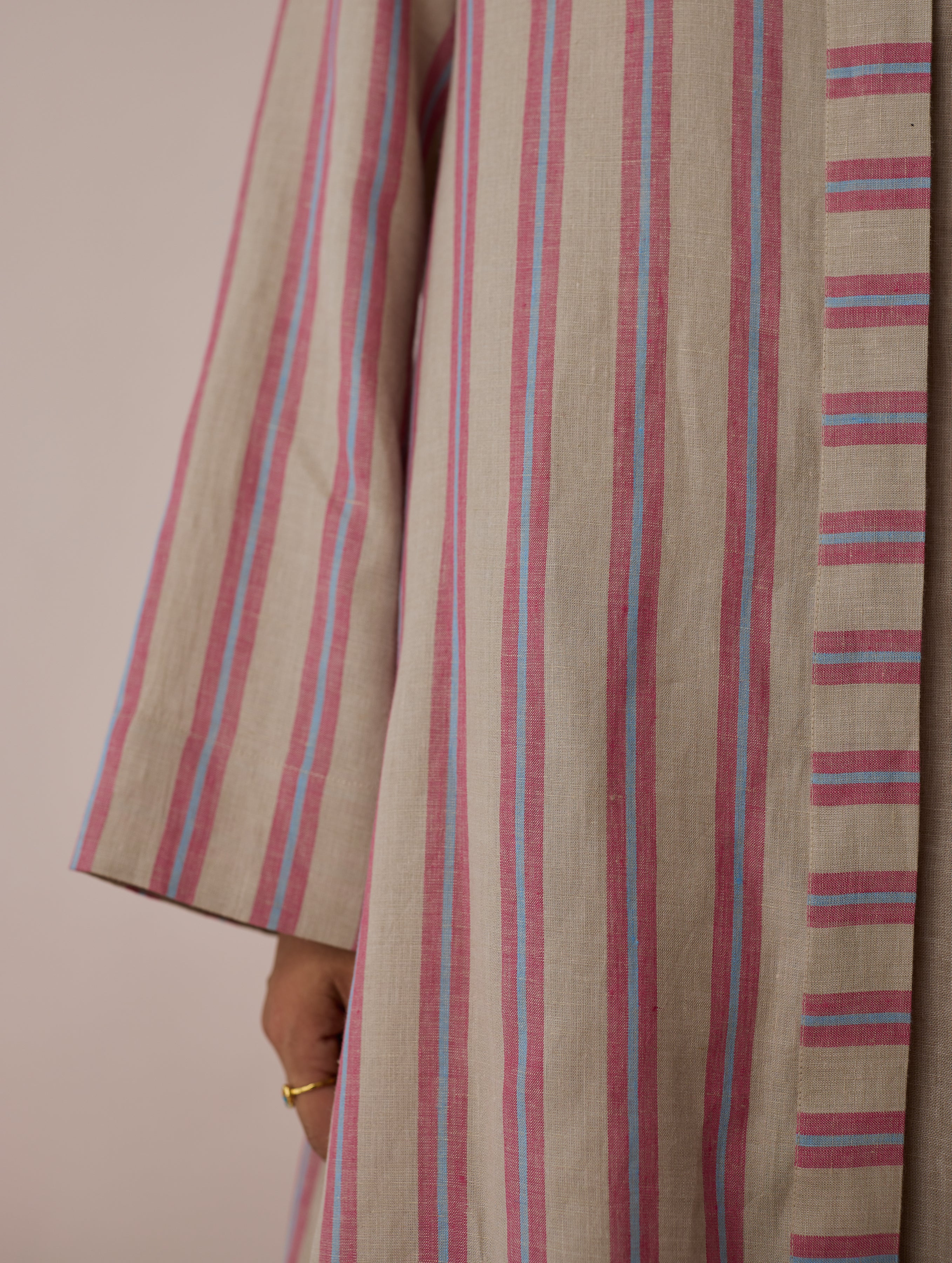 Joana Patchwork Stripe Linen Kurta Set - Natural - Image 8