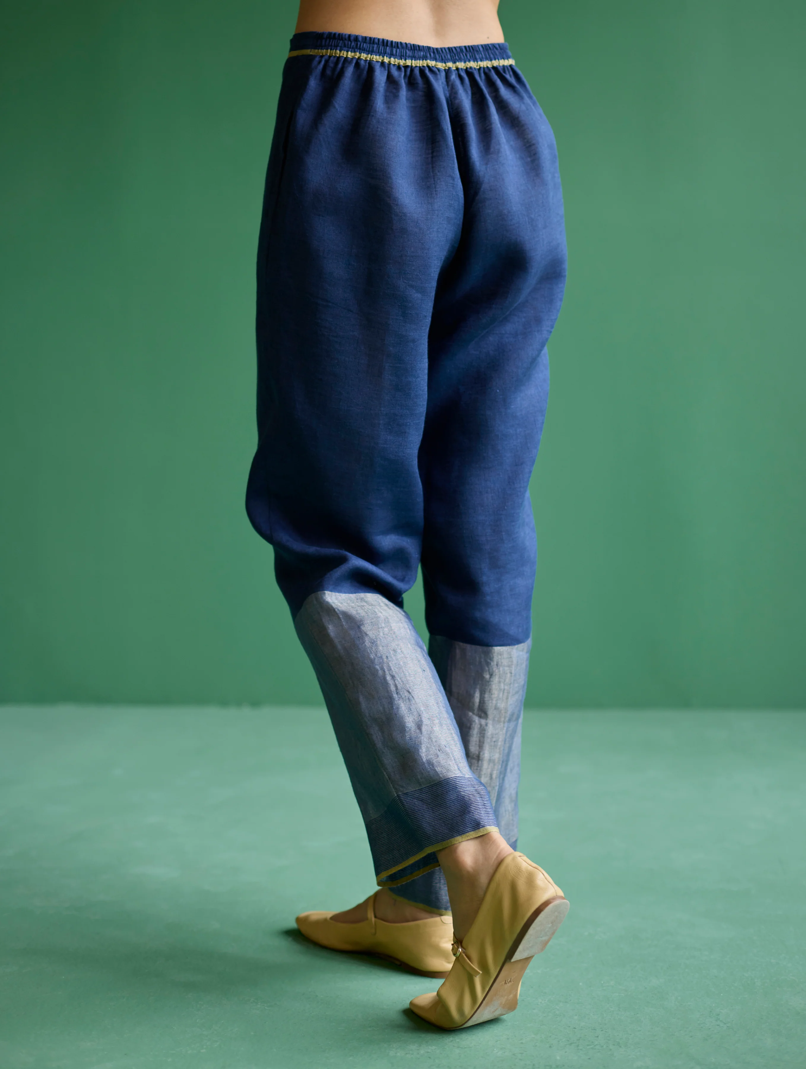 June Metallic Linen Pant - Navy - Image 6