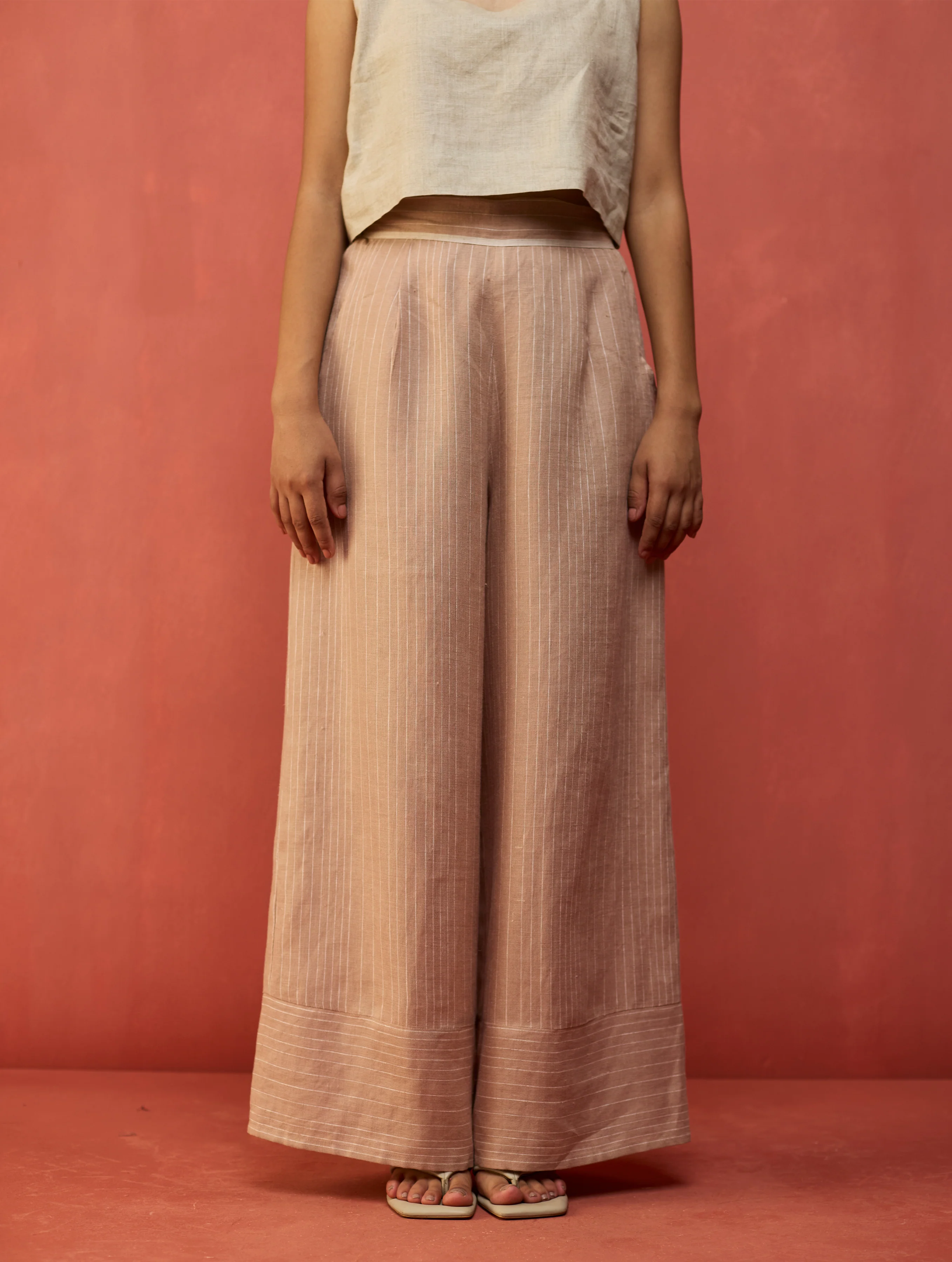 Juno Stripe Linen Pant - Dusty Rose - Image 10