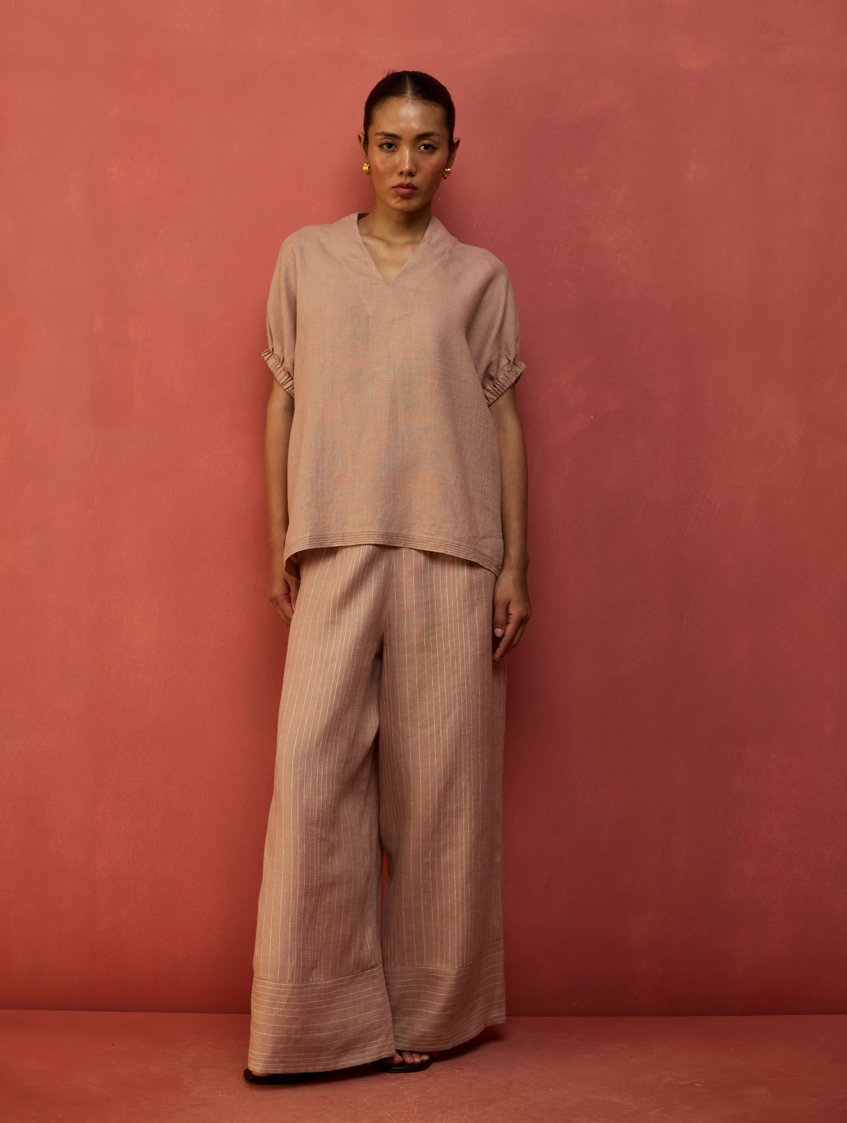 Juno Stripe Linen Pant - Dusty Rose - Image 6