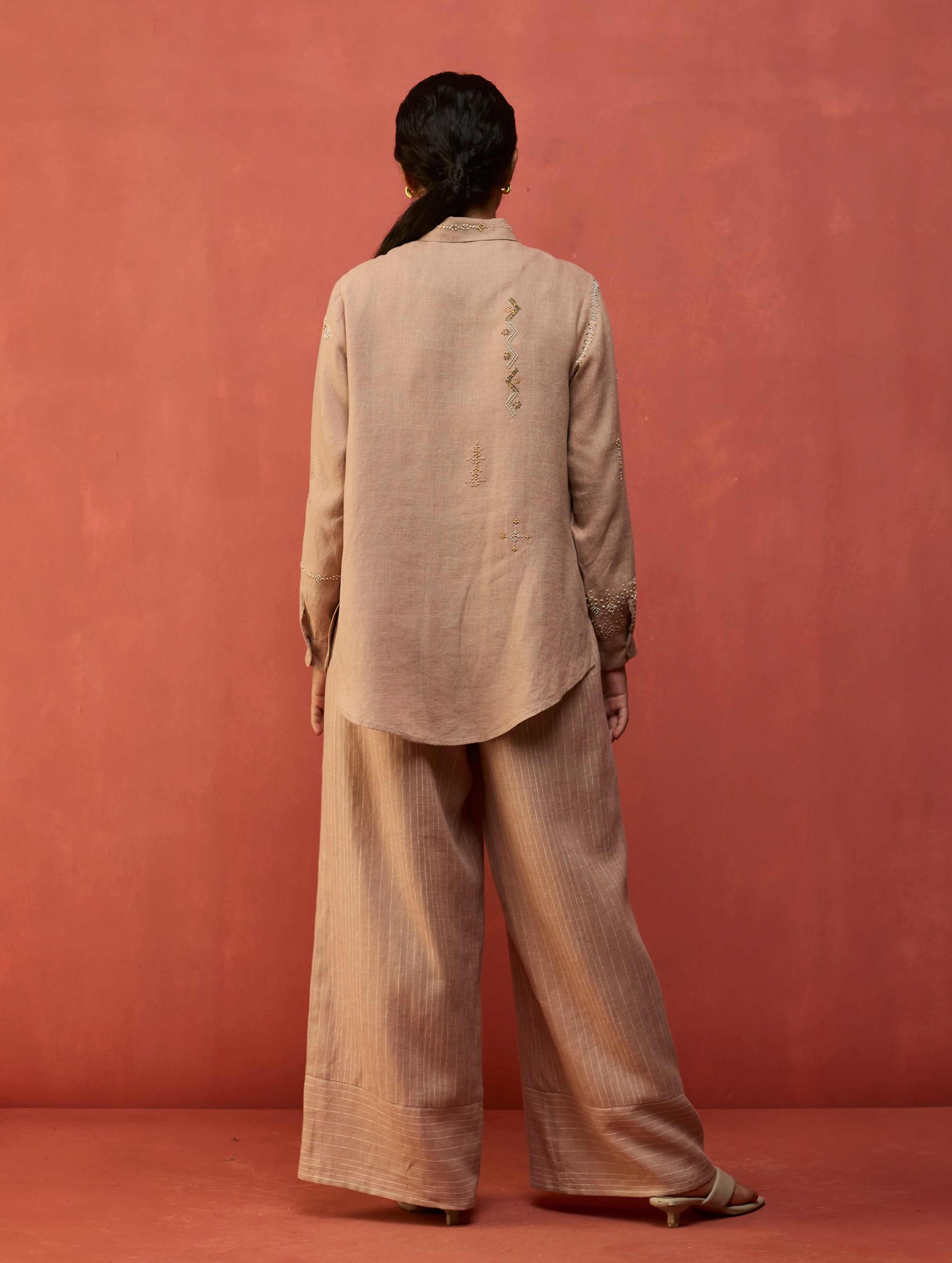 Juno Stripe Linen Pant - Dusty Rose - Image 7