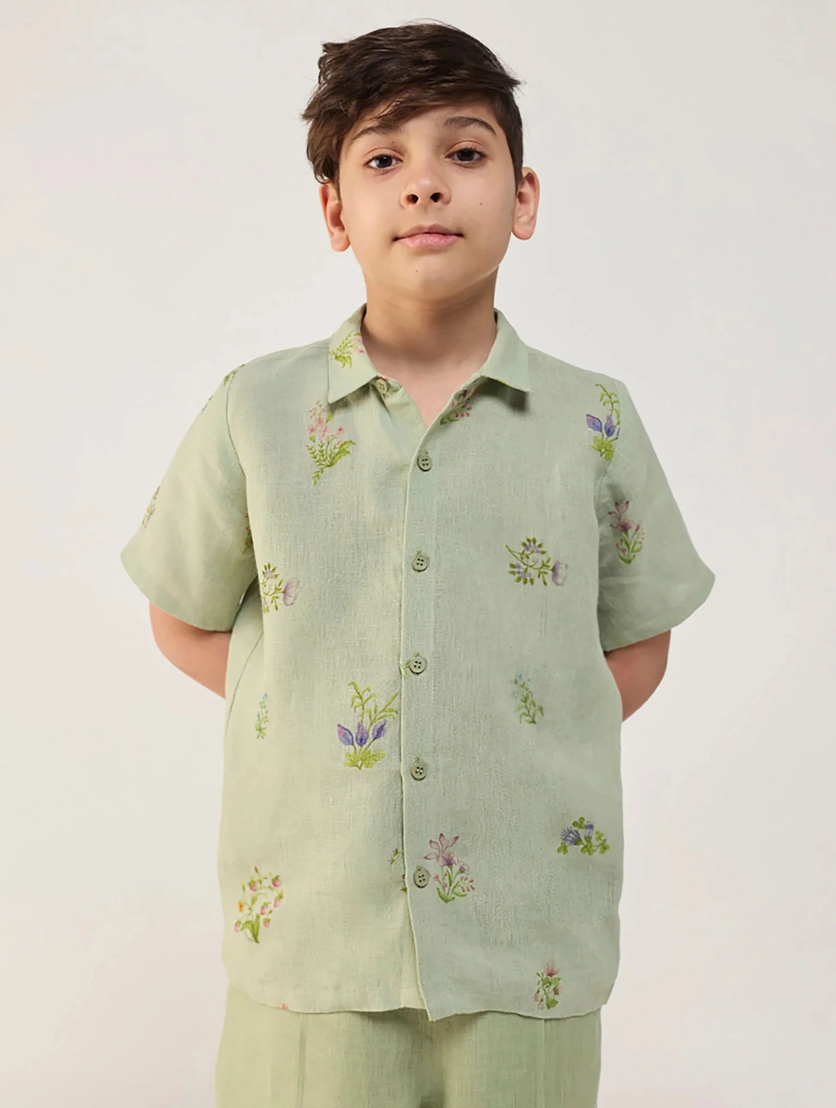 Kabo Floral Linen Shirt - Mint