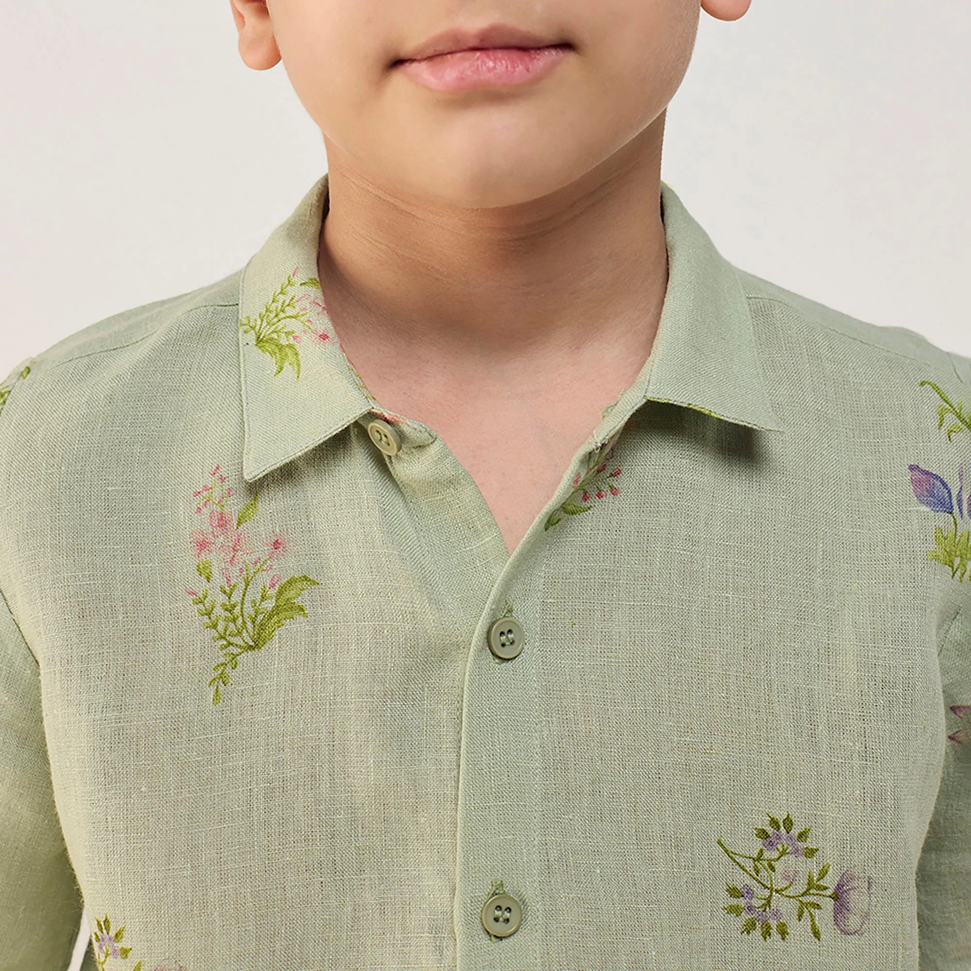 Kabo Floral Linen Shirt - Mint - Image 2