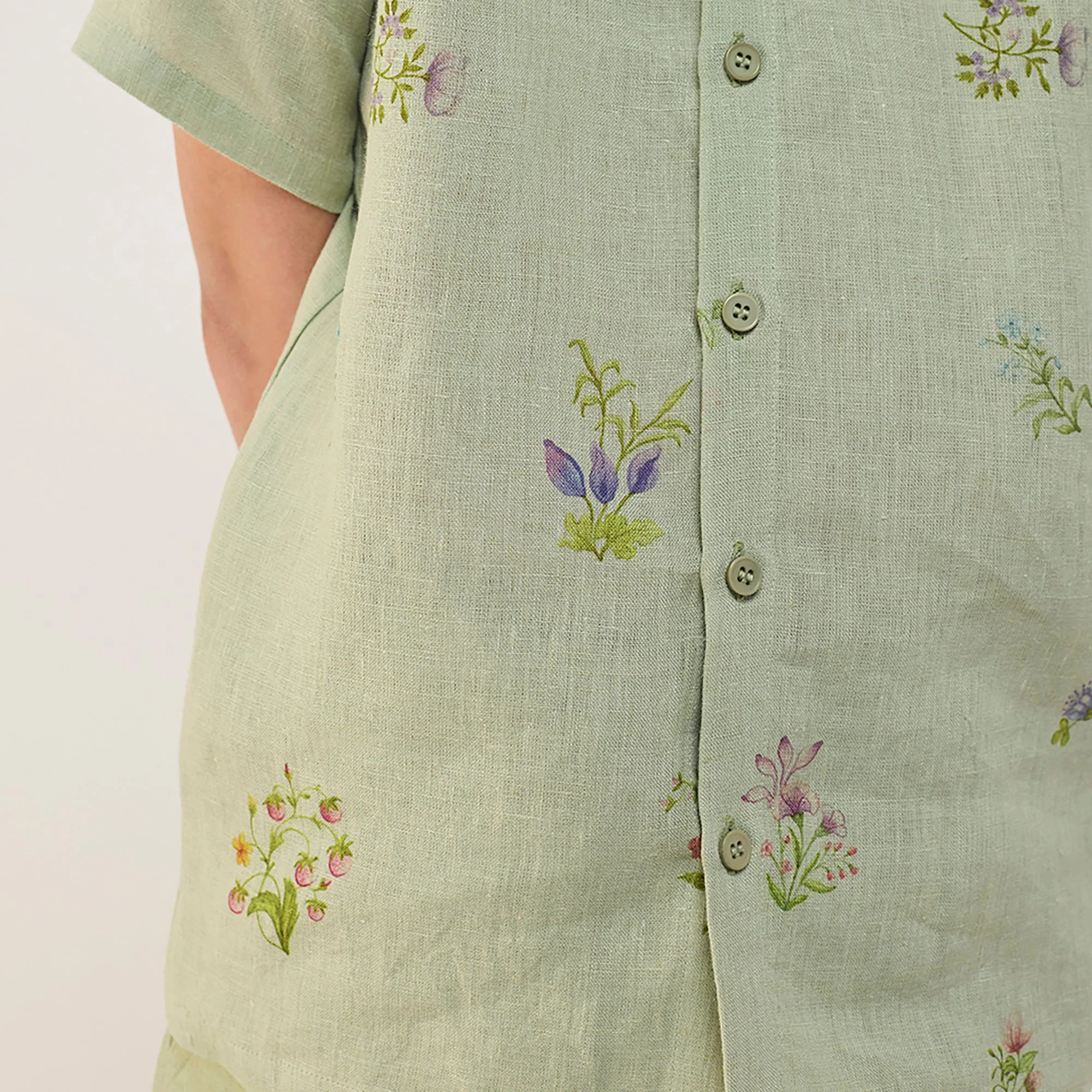 Kabo Floral Linen Shirt - Mint - Image 3