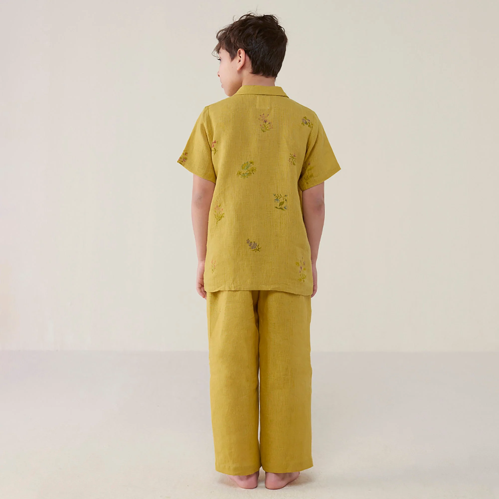 Kabo Floral Linen Shirt - Ochre - Image 3