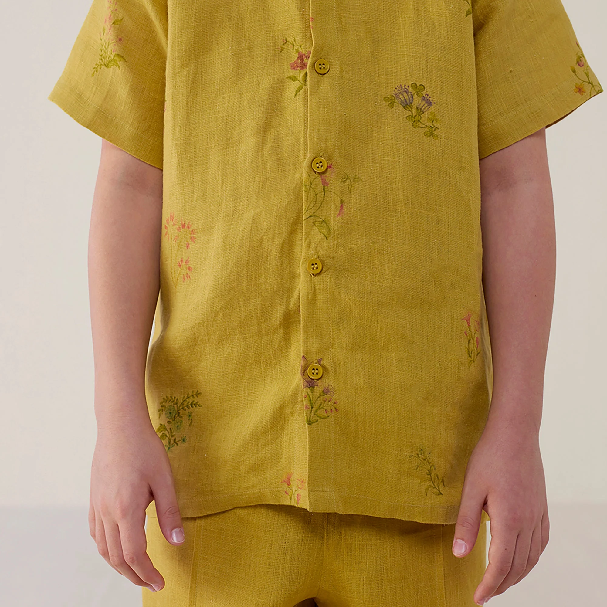 Kabo Floral Linen Shirt - Ochre - Image 5