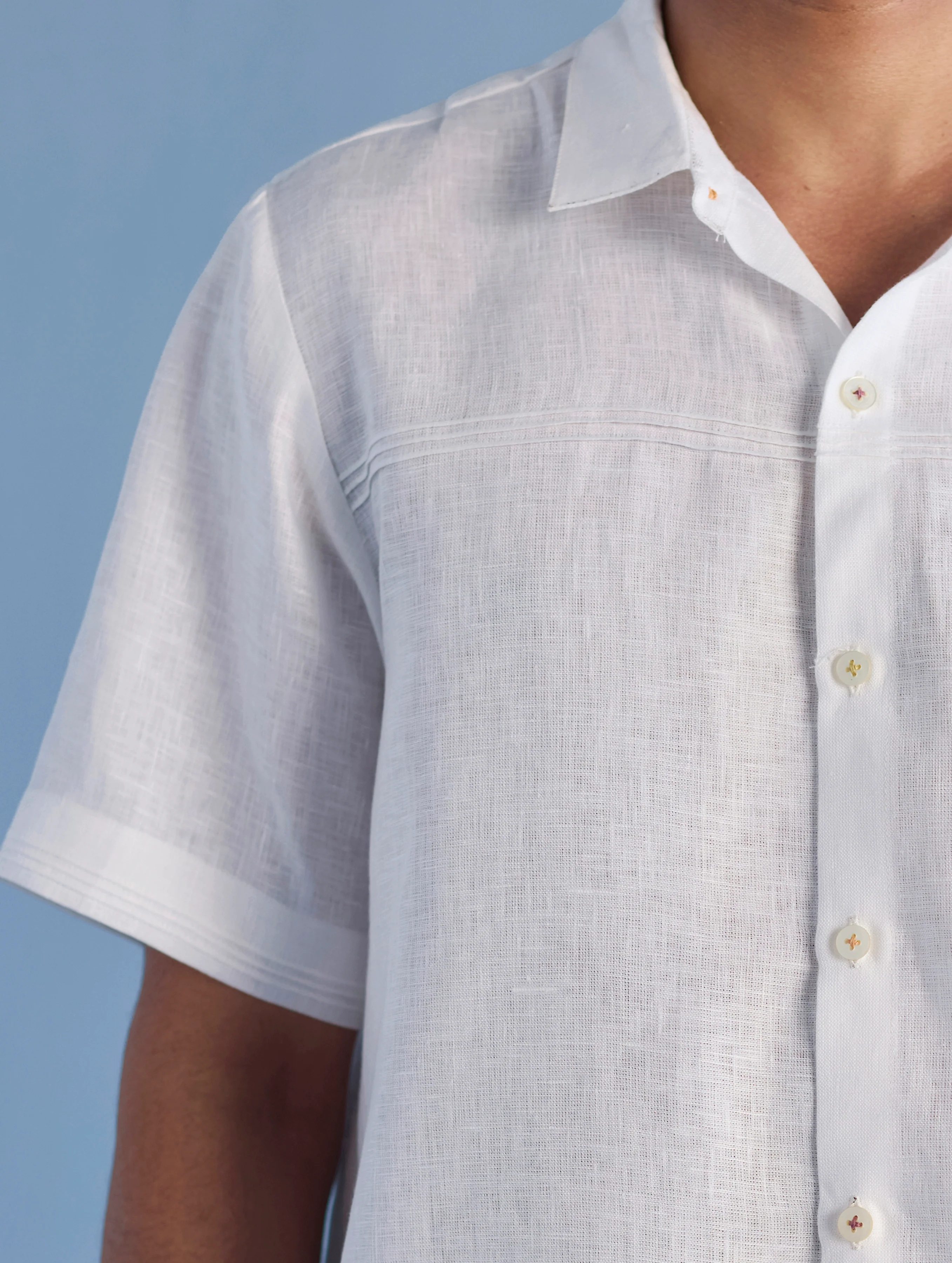 Kai Pintuck Linen Shirt - White - Image 2