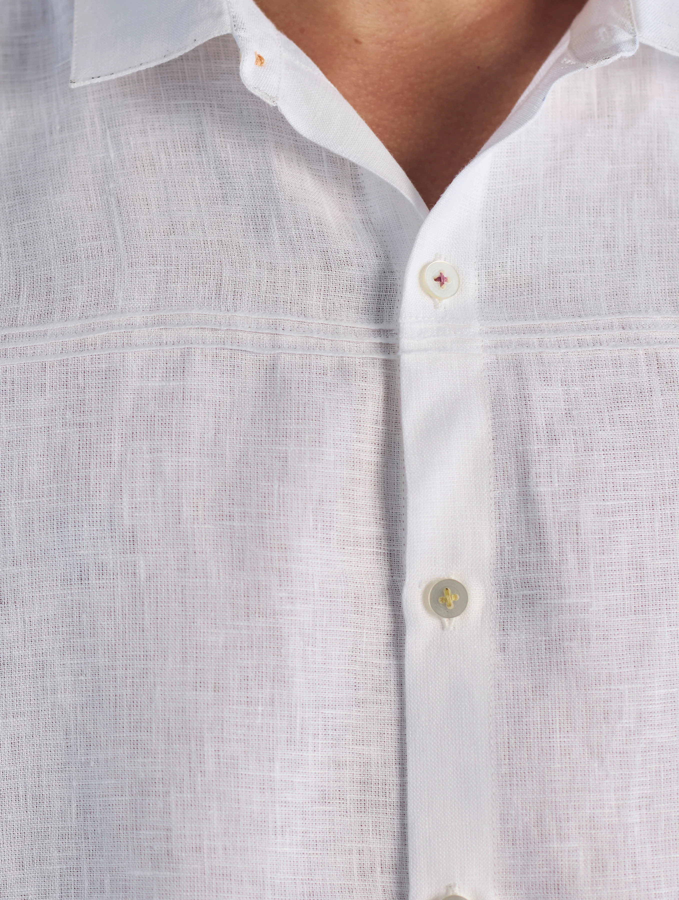Kai Pintuck Linen Shirt - White - Image 6