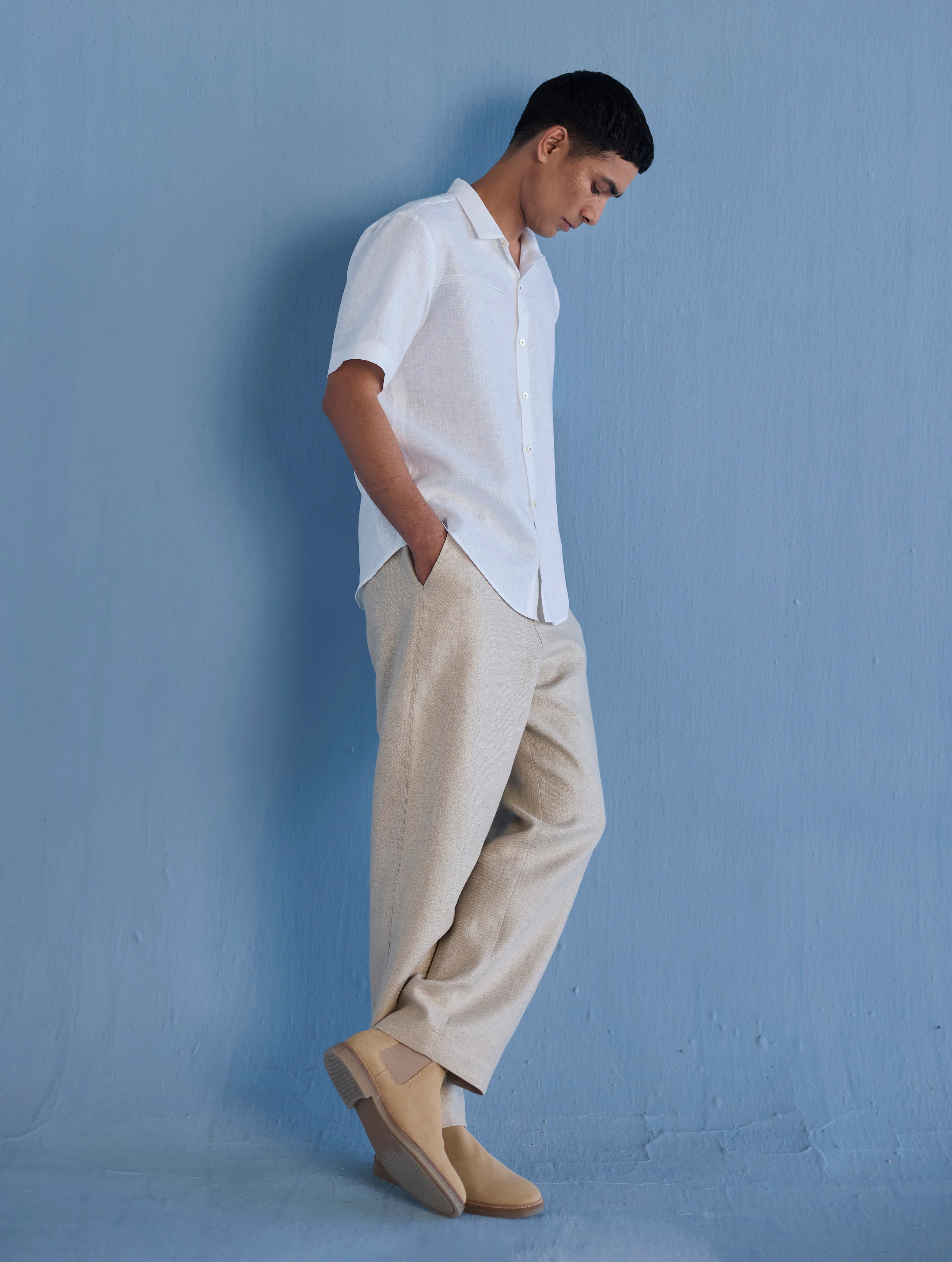Kai Pintuck Linen Shirt - White - Image 7