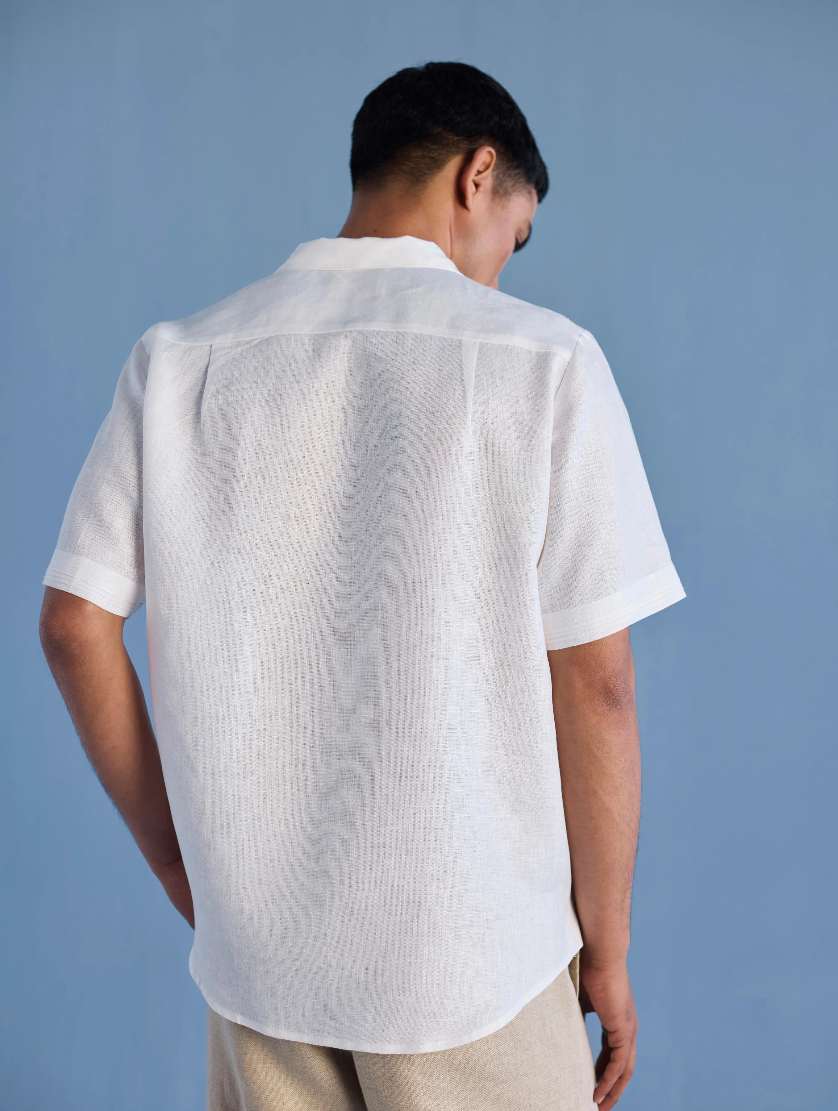 Kai Pintuck Linen Shirt - White - Image 8