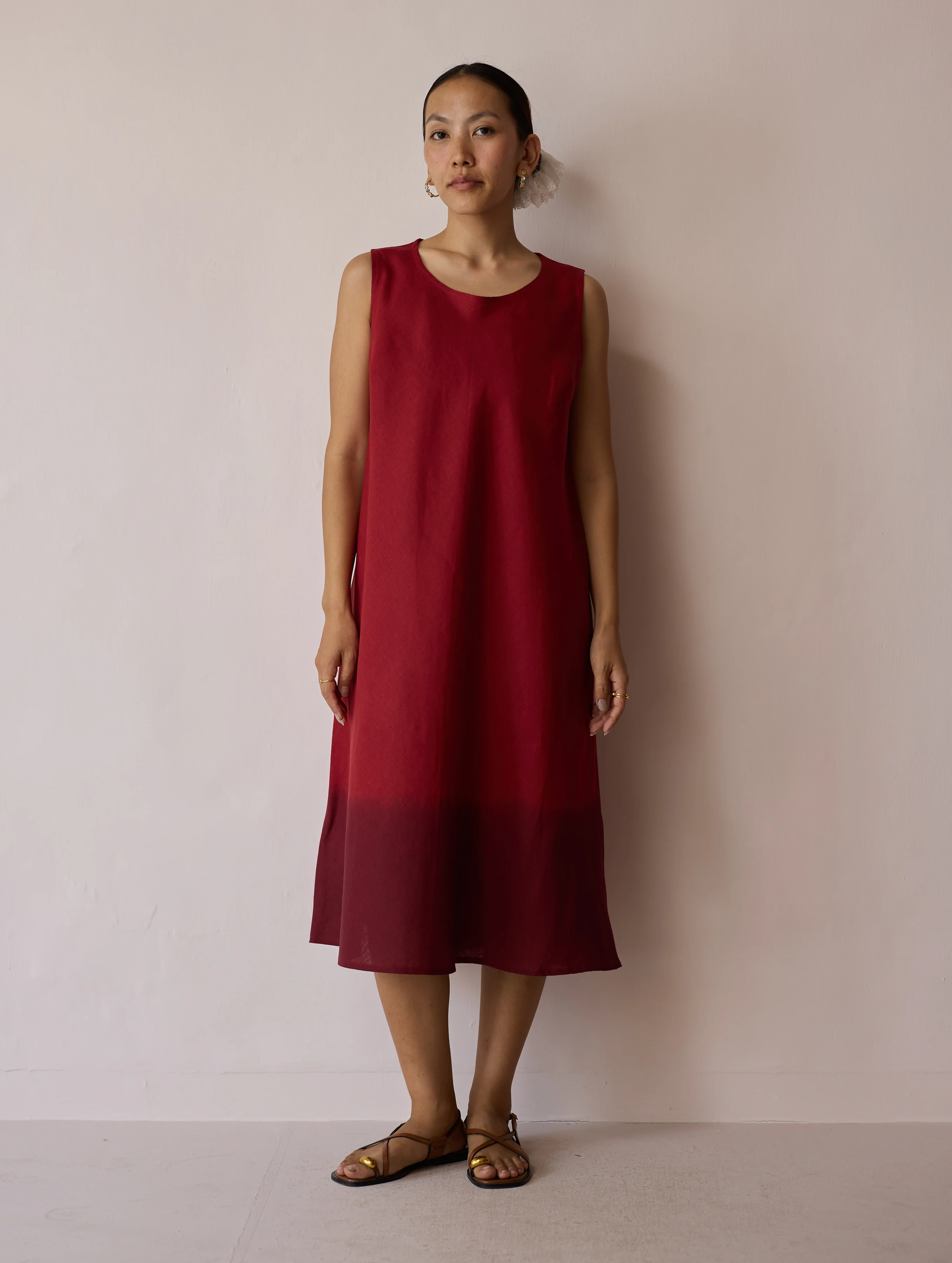 Kalon Ombre Linen Dress - Heirloom Red - Image 4