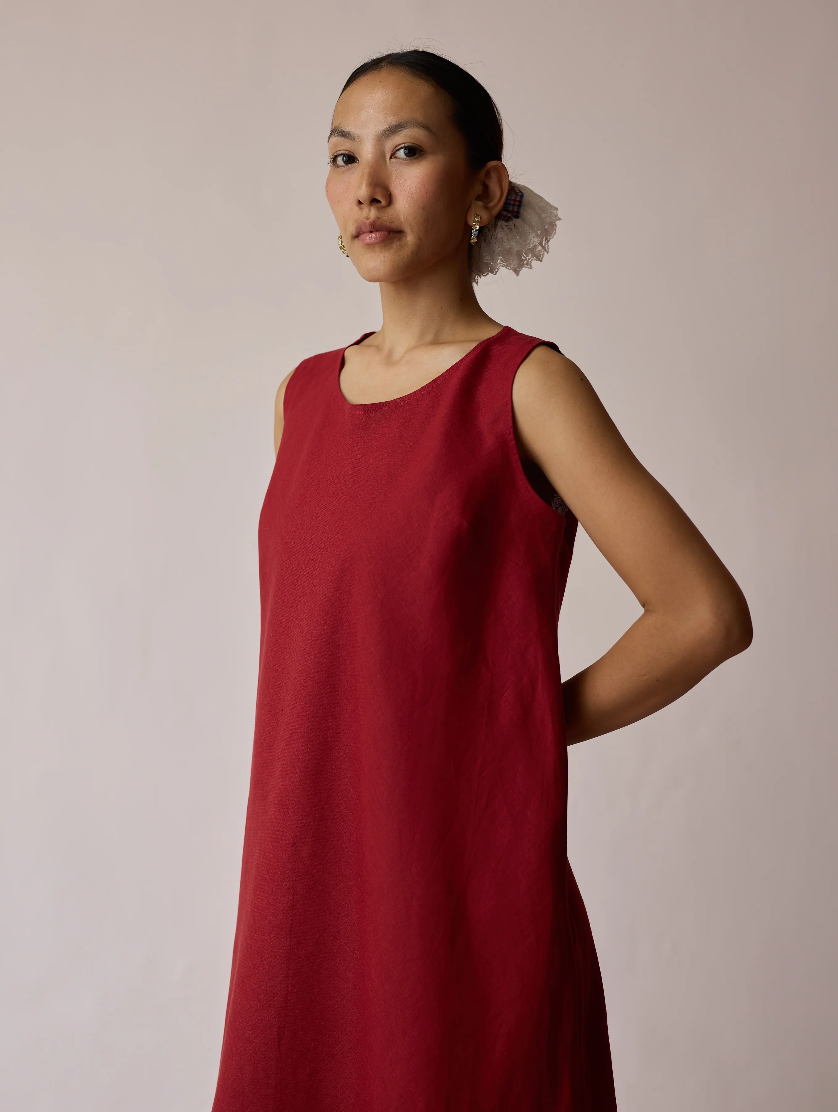 Kalon Ombre Linen Dress - Heirloom Red - Image 5