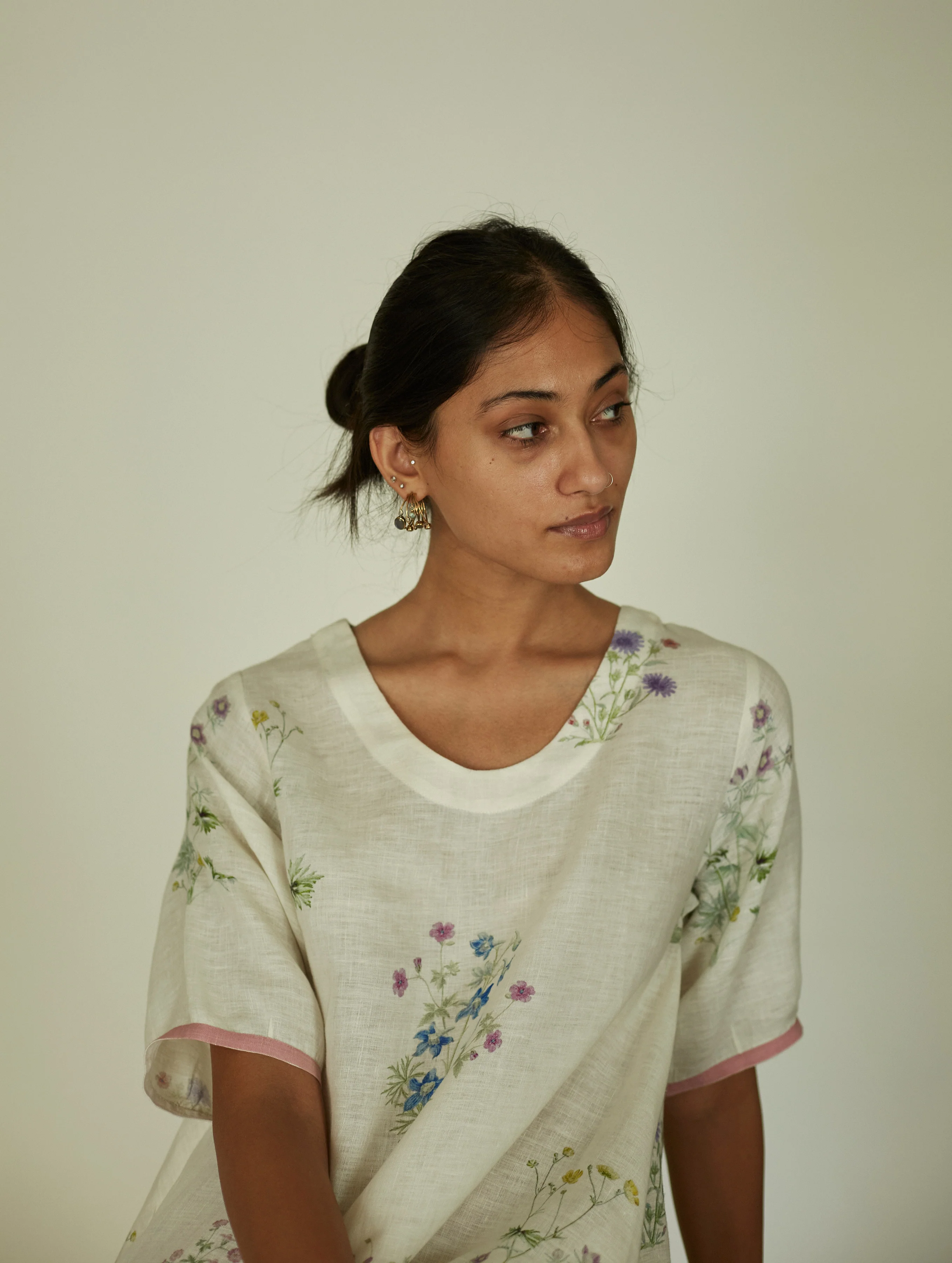 Kanami Botanical Linen Dress - Ivory - Image 10