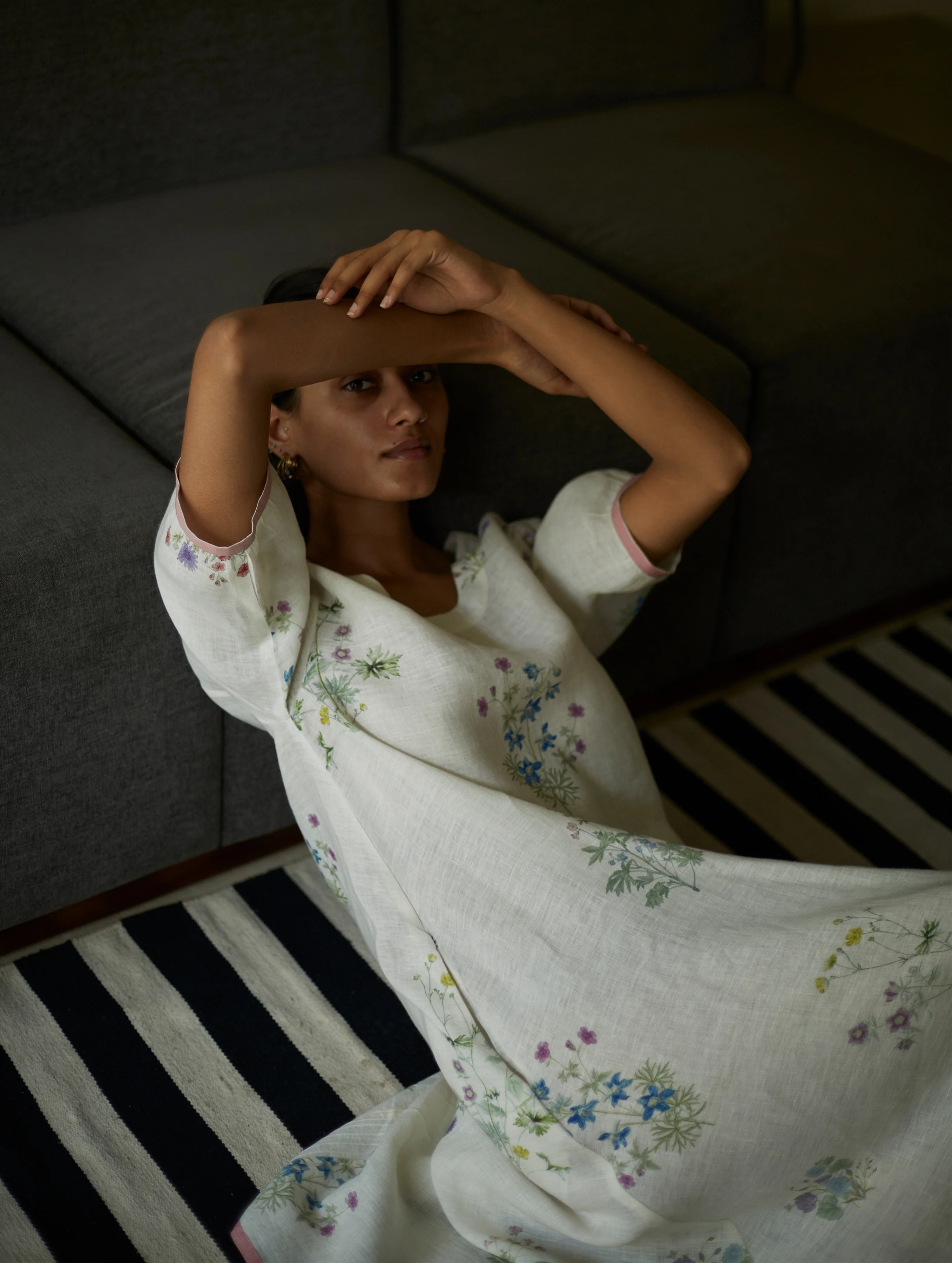 Kanami Botanical Linen Dress - Ivory - Image 3