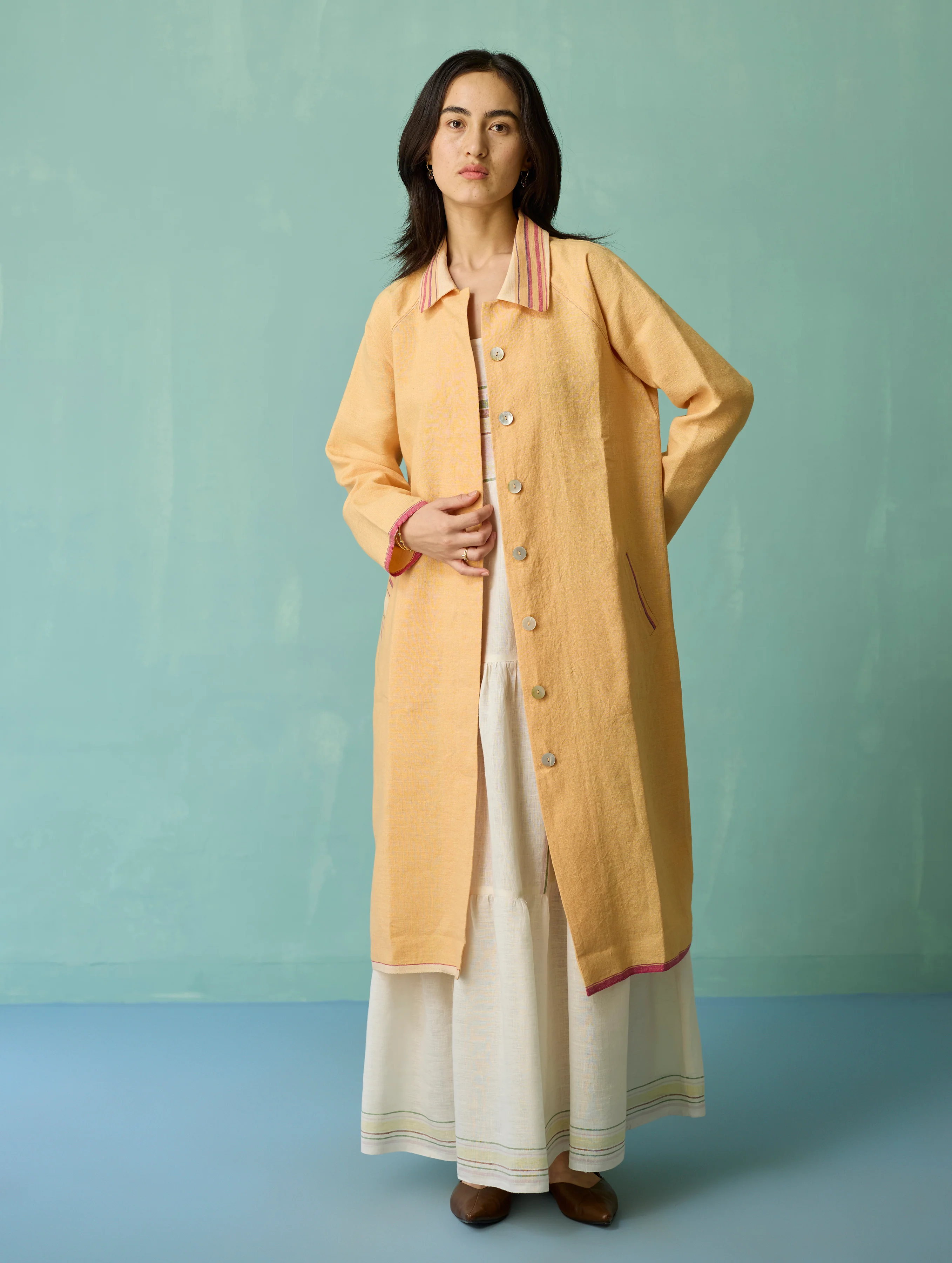 Kara Long Linen Overlay - Apricot - Image 2