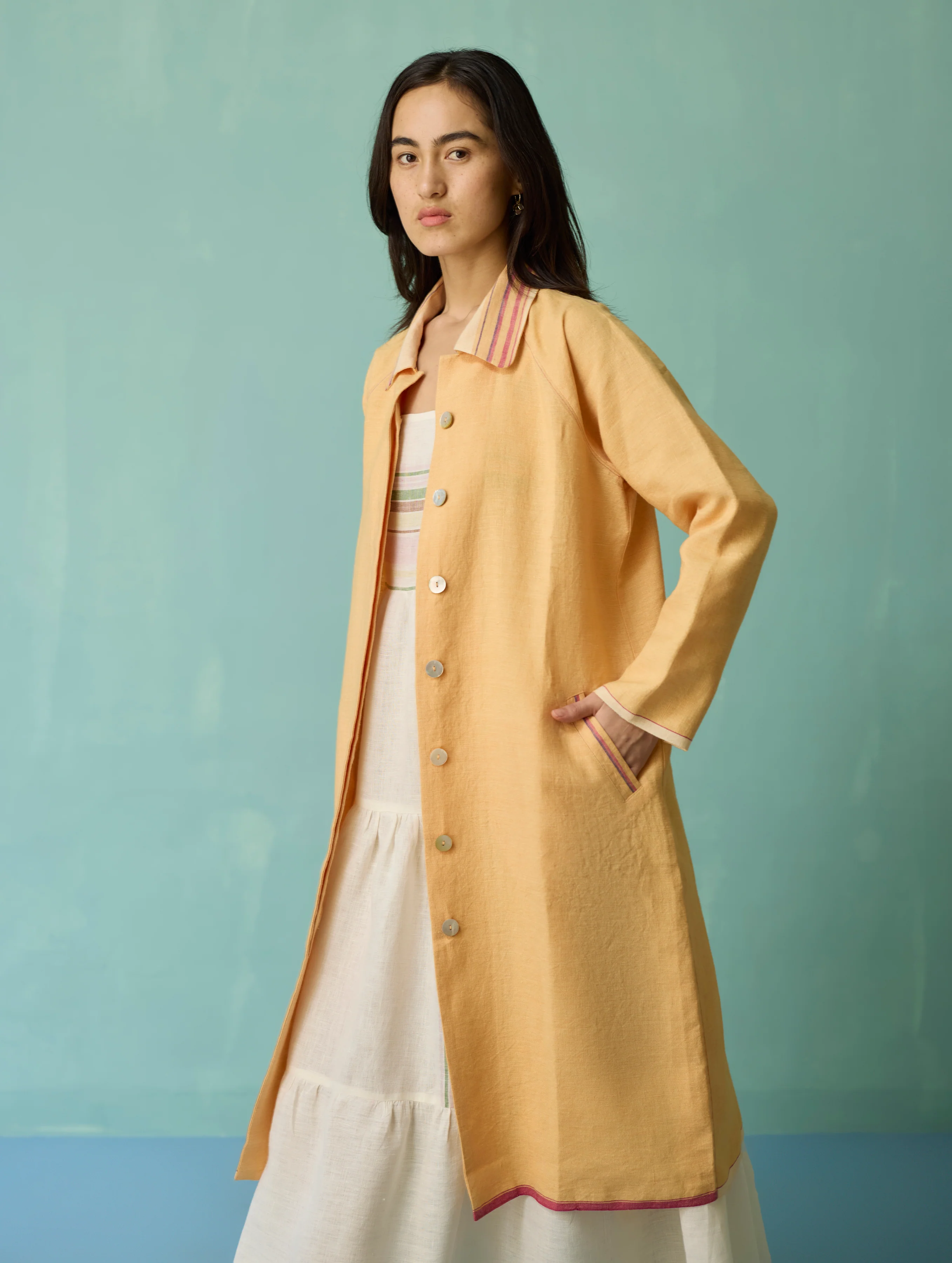 Kara Long Linen Overlay - Apricot - Image 3