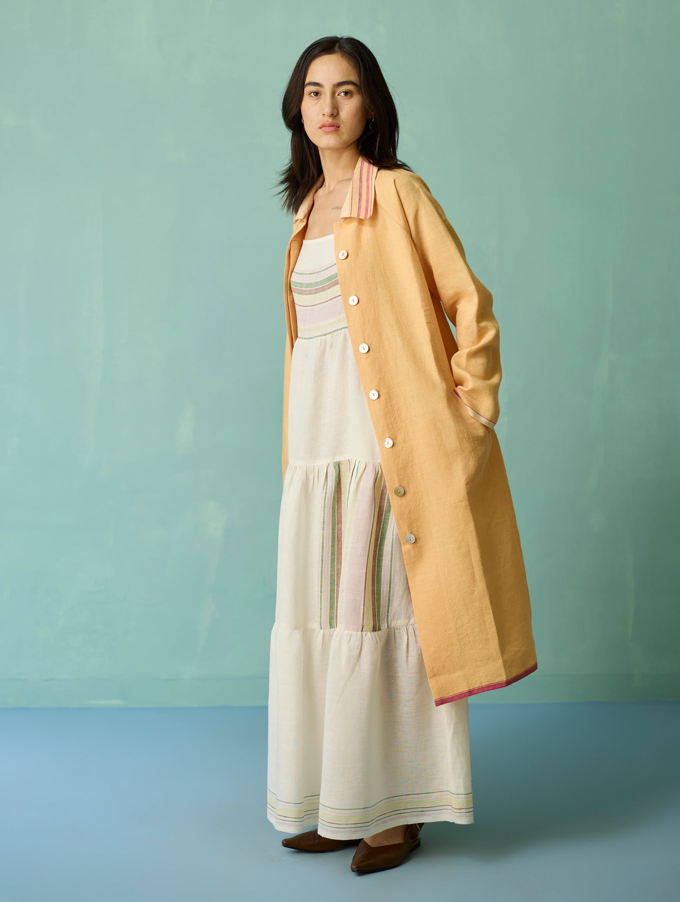 Kara Long Linen Overlay - Apricot - Image 7