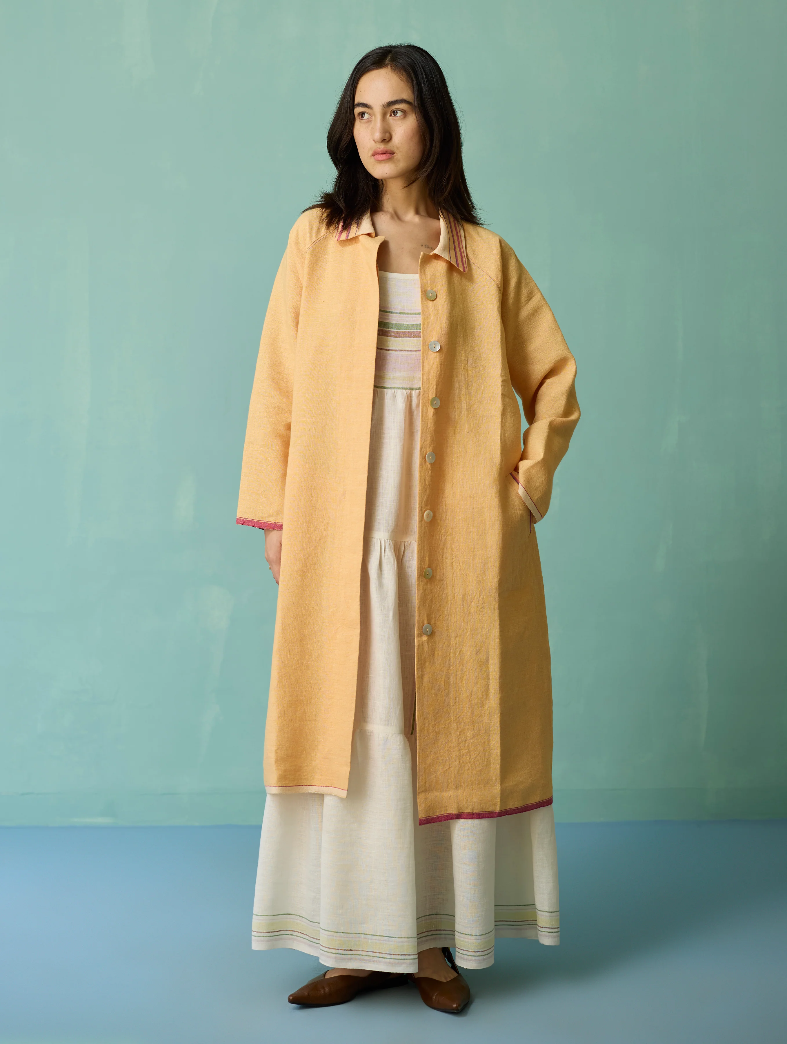 Kara Long Linen Overlay - Apricot - Image 9