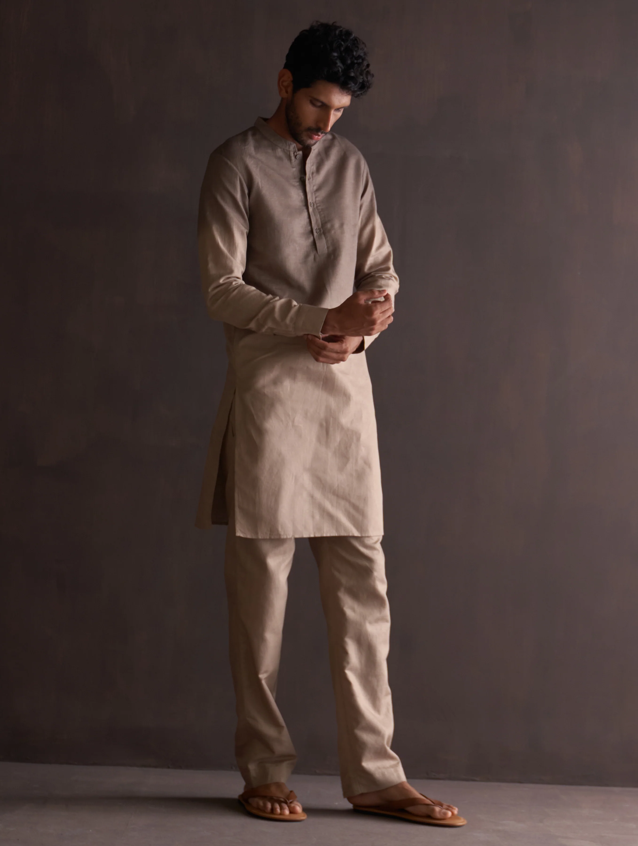 Kash Ombre Kurta Set - River Sand - Image 3