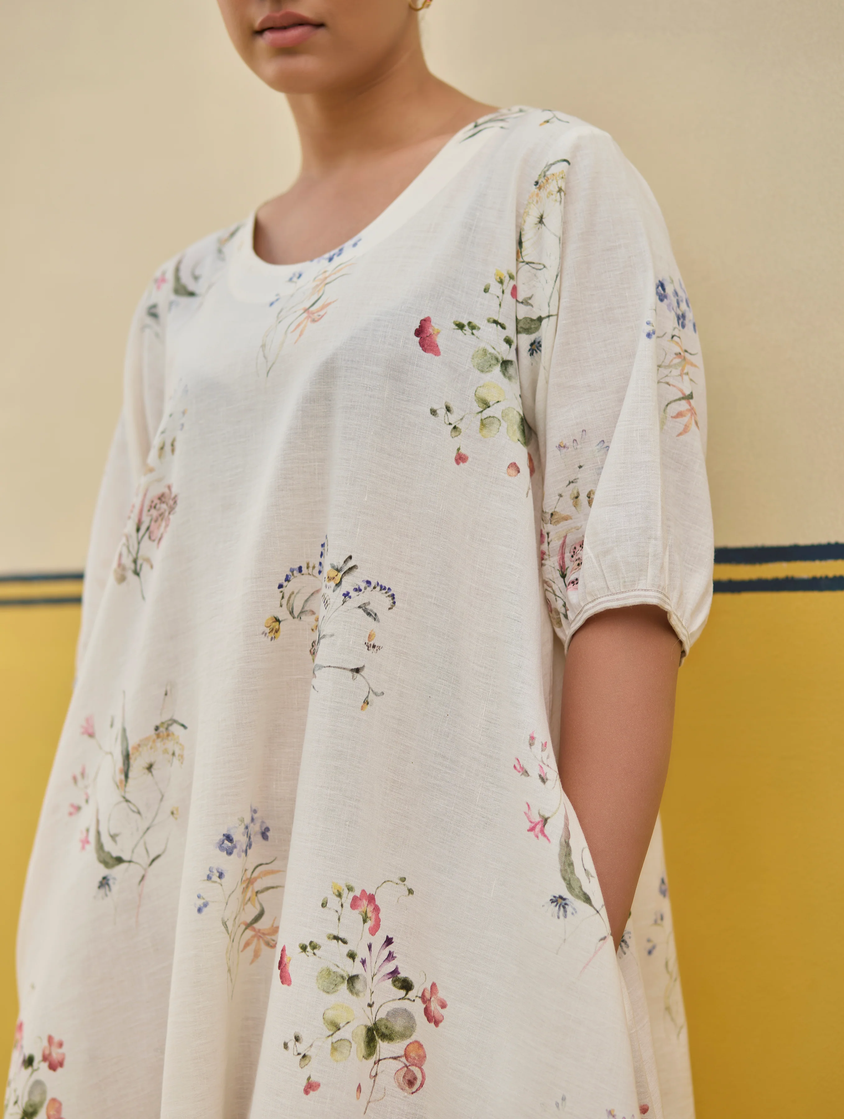 Kaya Watercolour Floral Linen Dress
- Ivory - Image 7