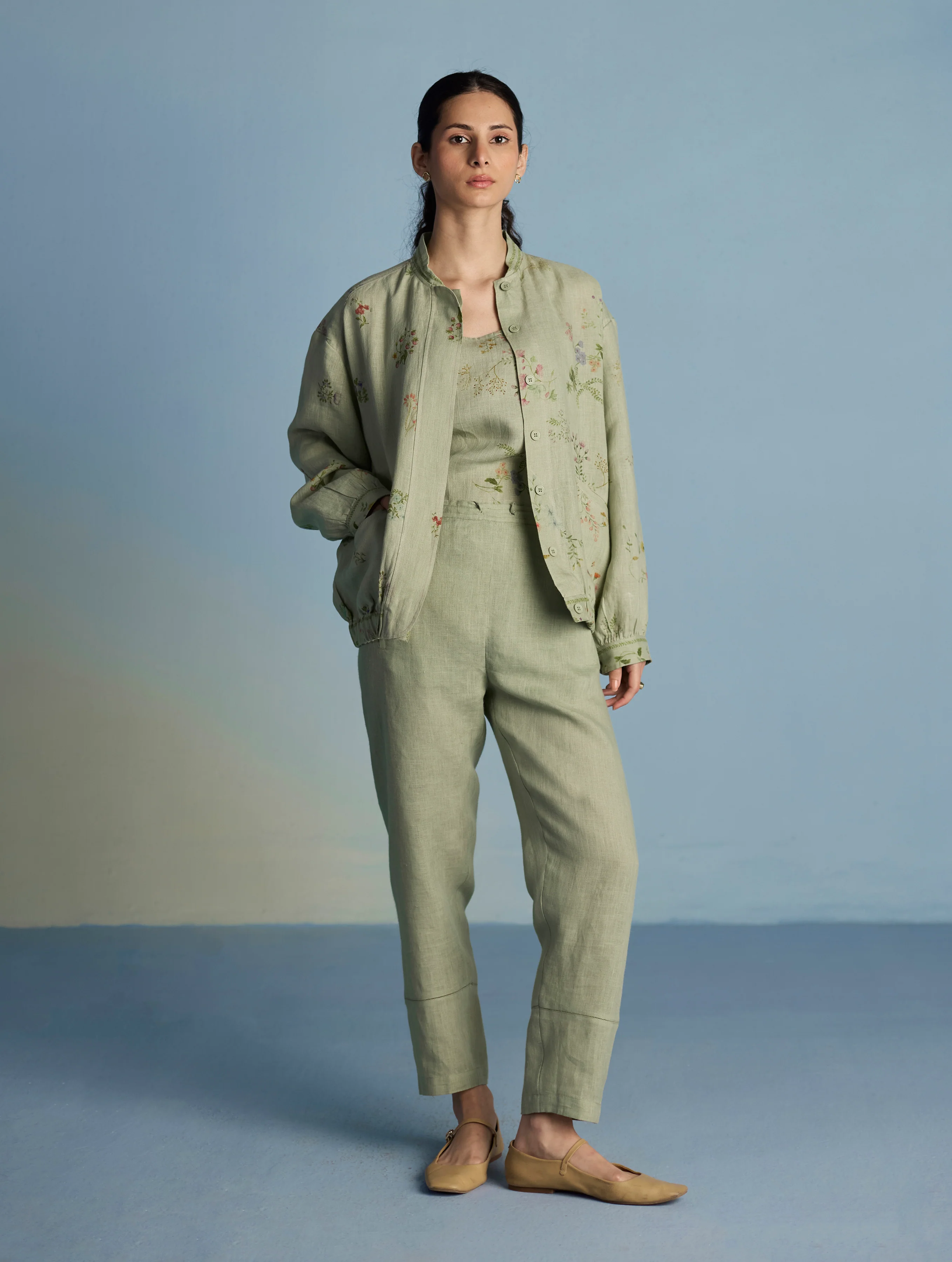 Kayu Floral Printed Bomber Jacket - Mint - Image 10