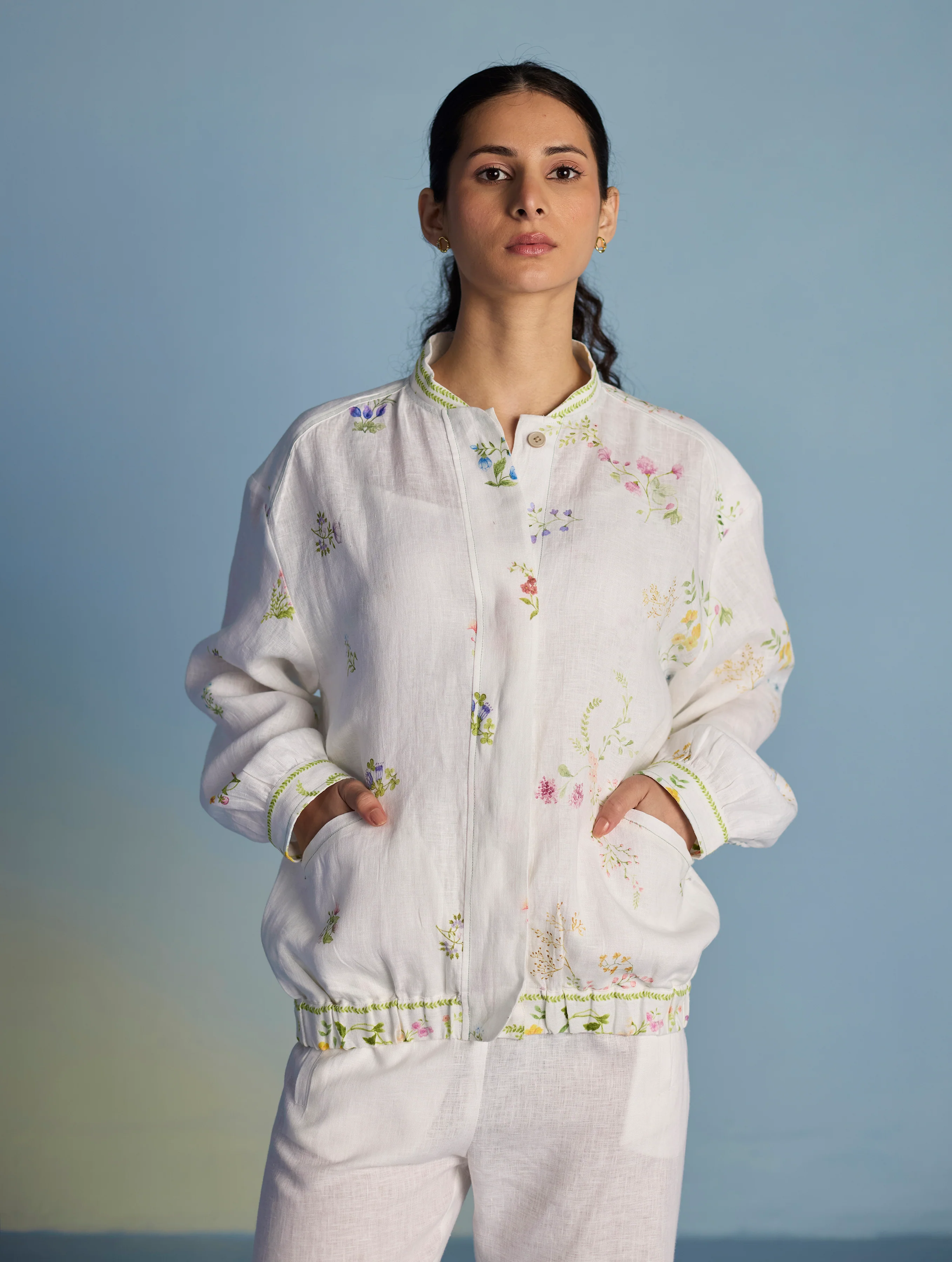 Kayu Floral Printed Bomber Jacket - White - Image 2