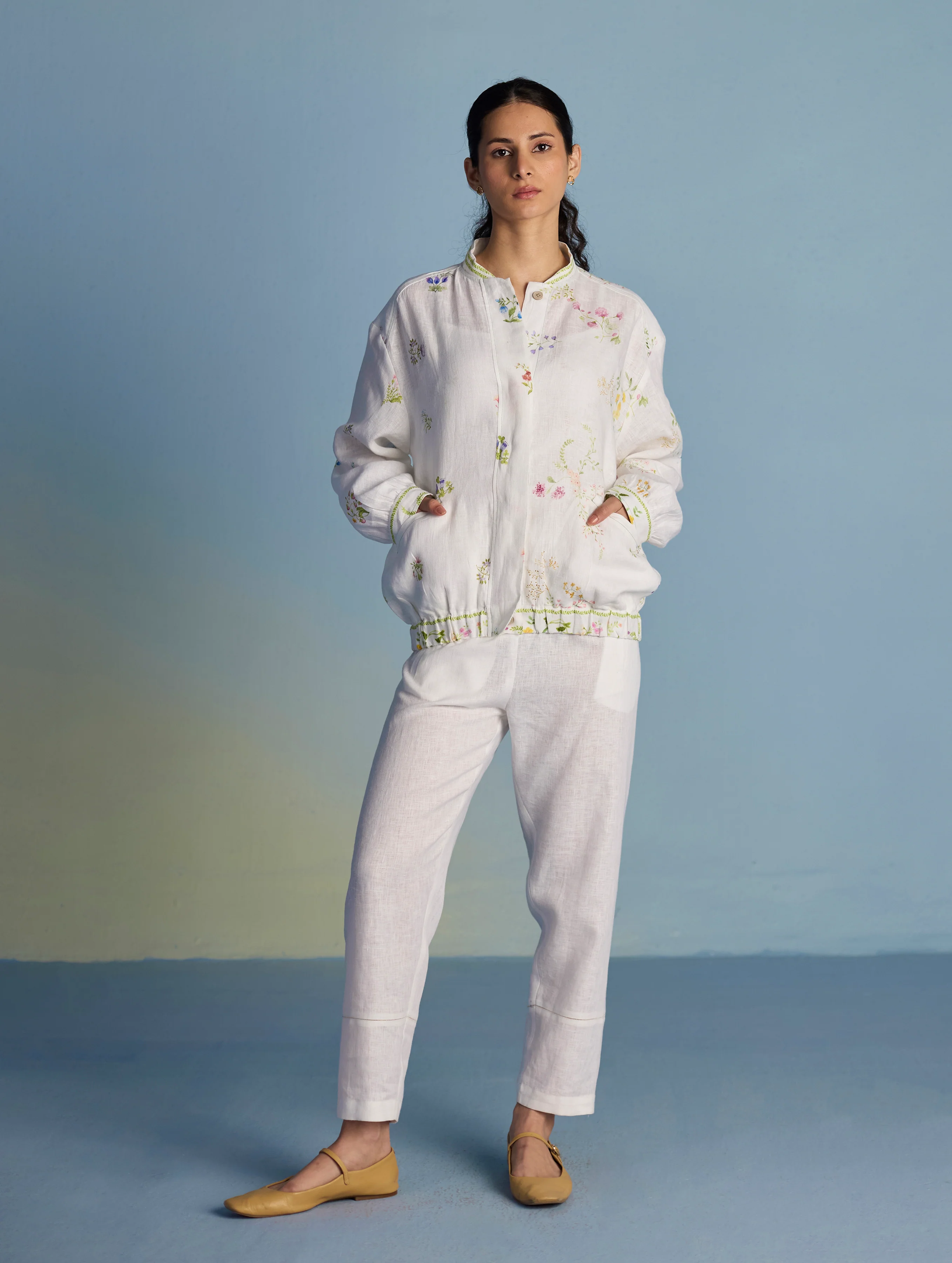 Kayu Floral Printed Bomber Jacket - White - Image 5