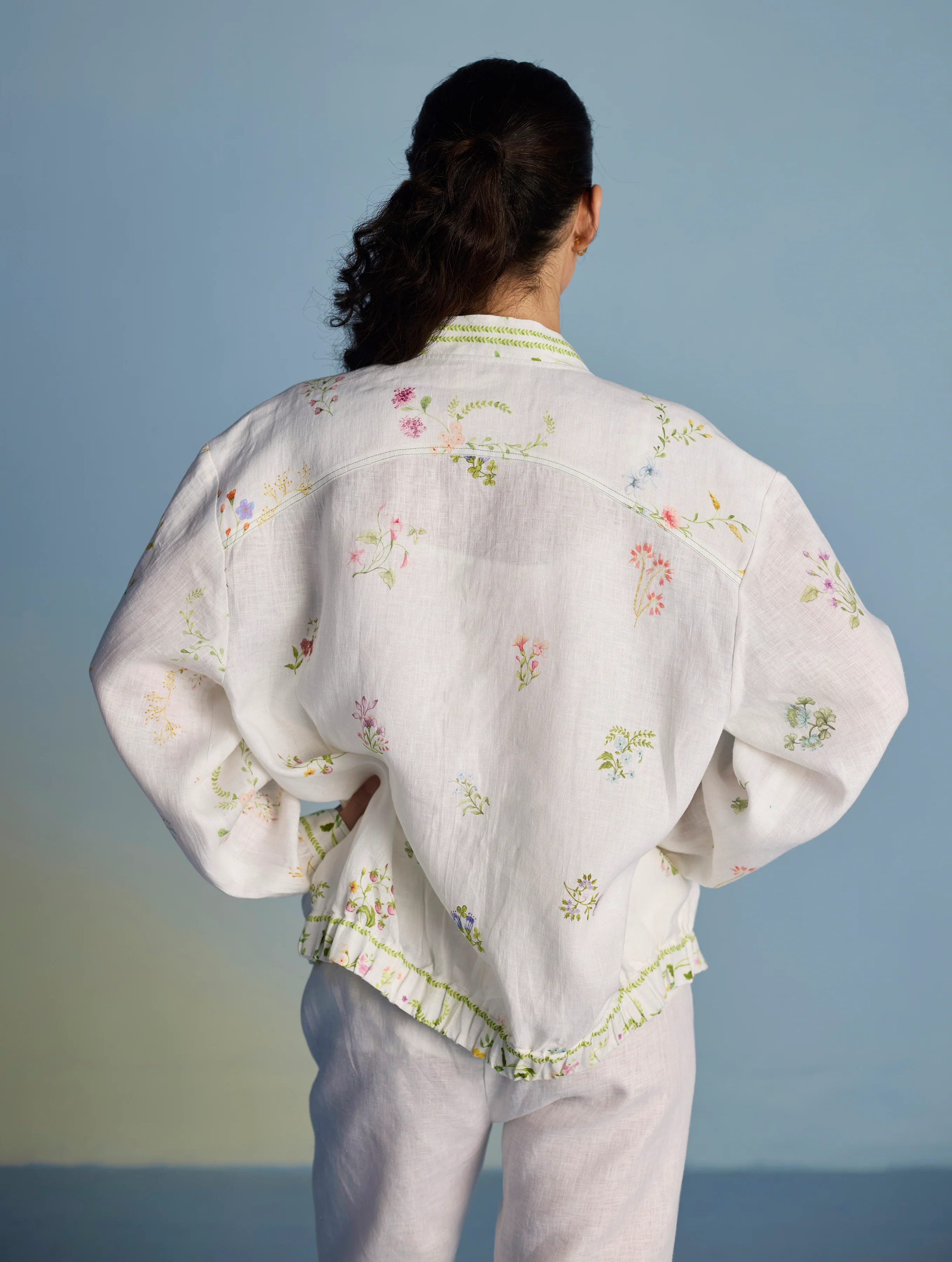 Kayu Floral Printed Bomber Jacket - White - Image 6