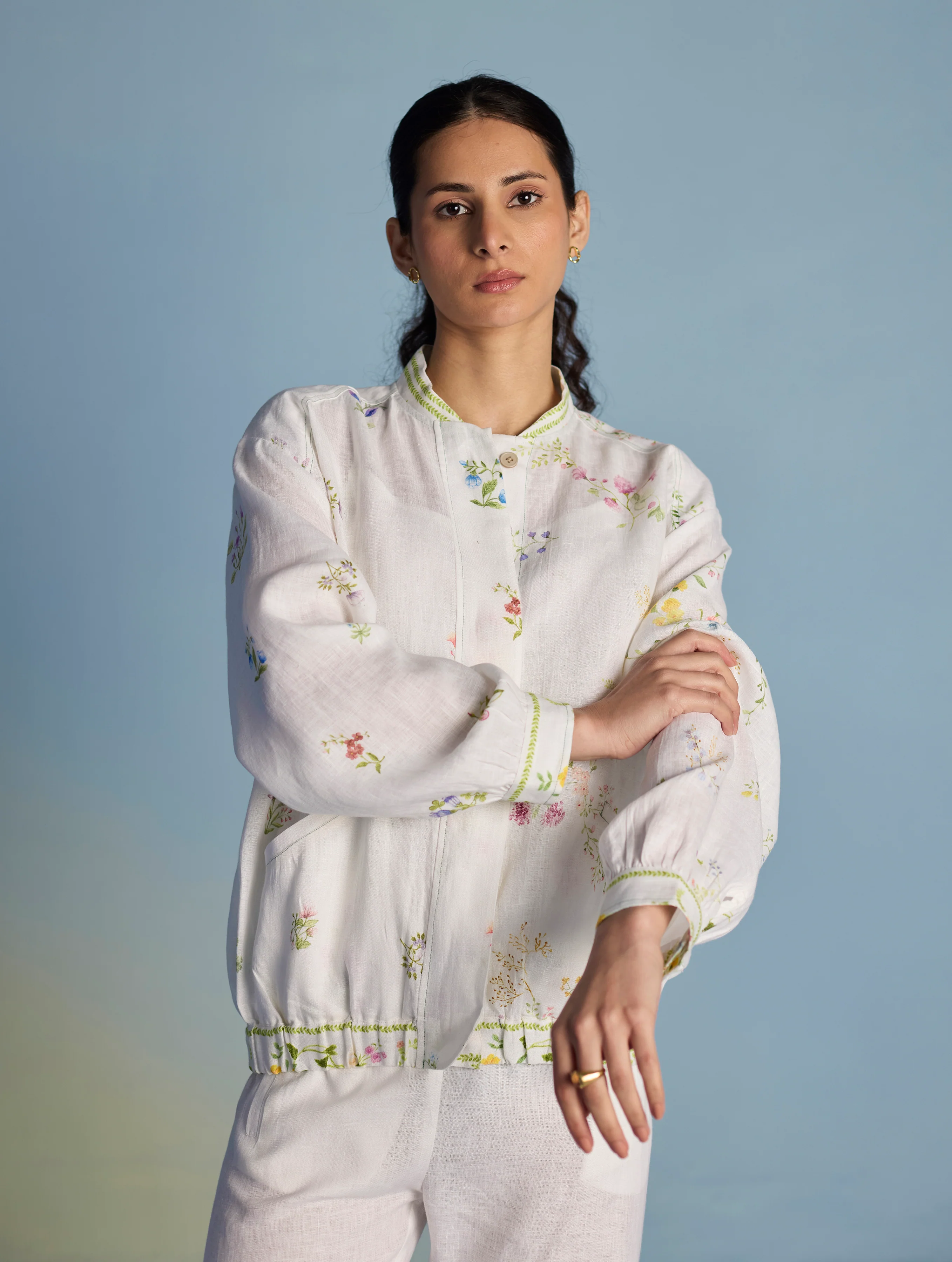 Kayu Floral Printed Bomber Jacket - White - Image 7