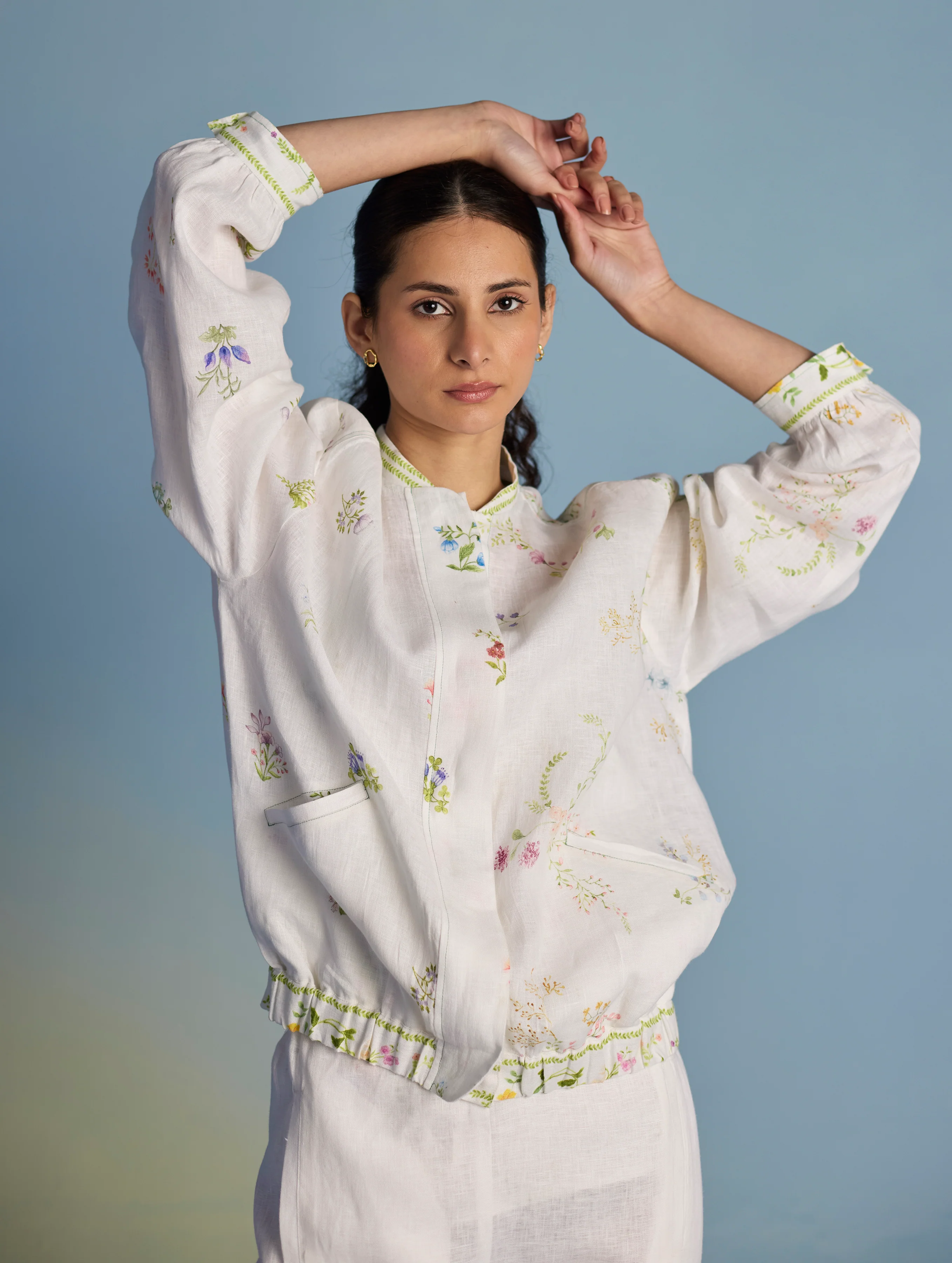 Kayu Floral Printed Bomber Jacket - White - Image 8
