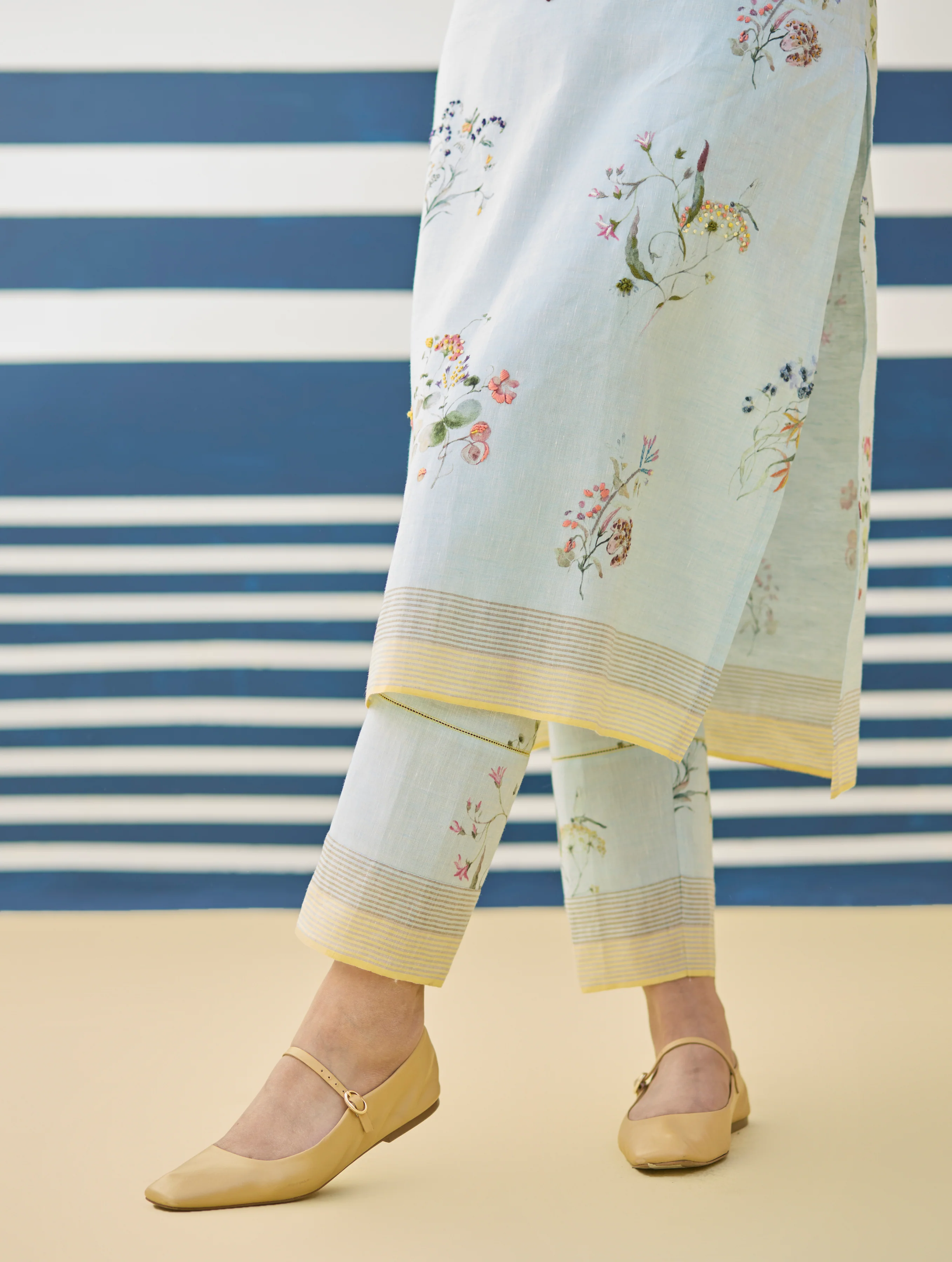 Kera Floral Embroidered Kurta Set
 - Sky - Image 6
